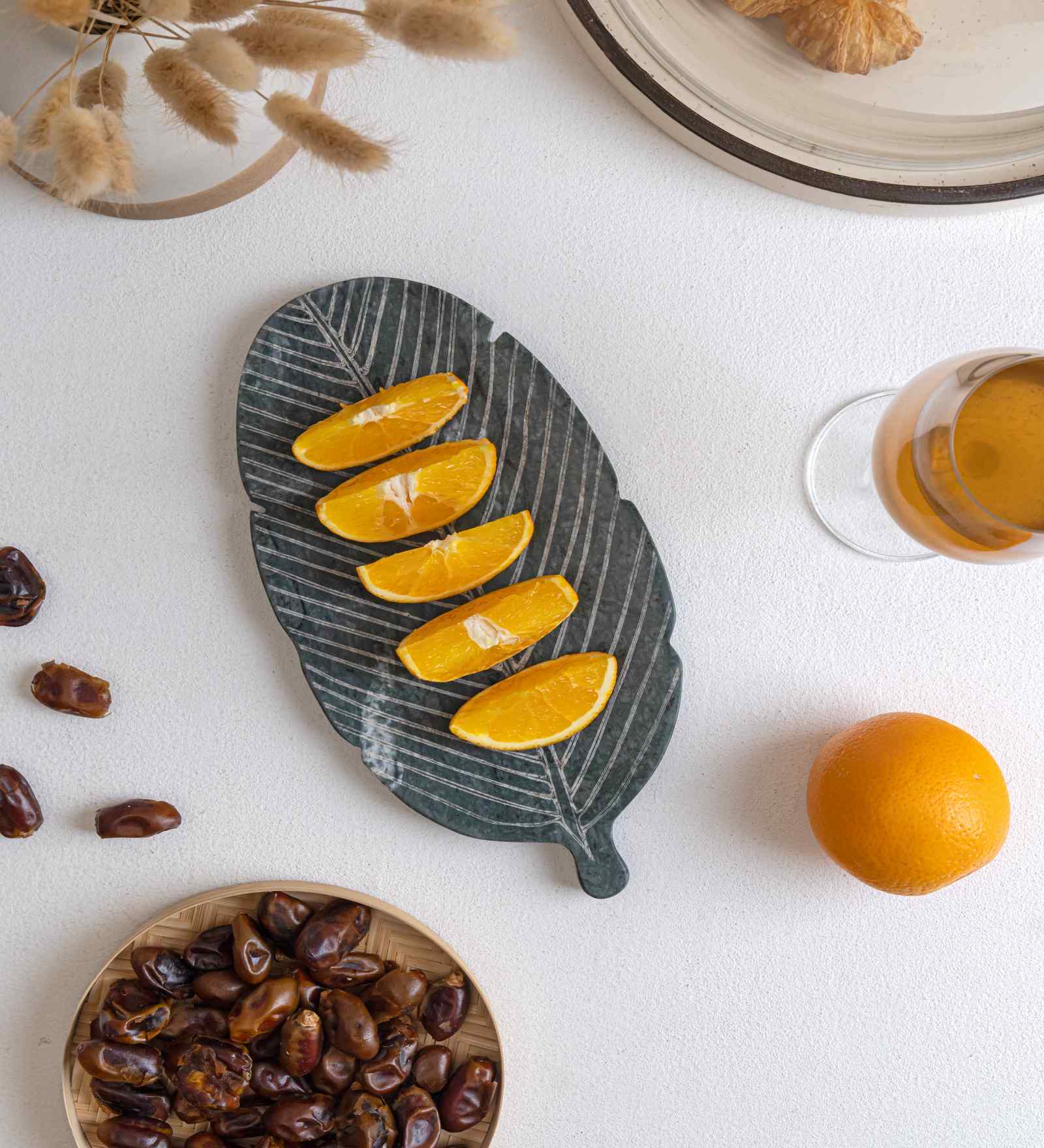 Green Marble Leaf Platter