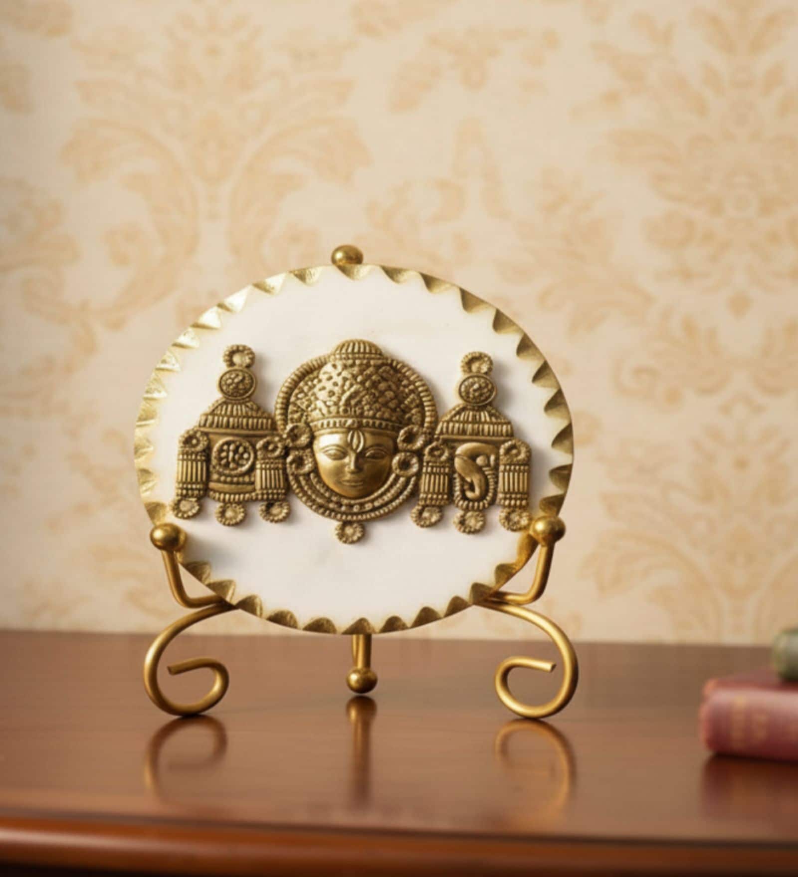 Marble Metal Venketeshwar Showpiece With Metal Stand