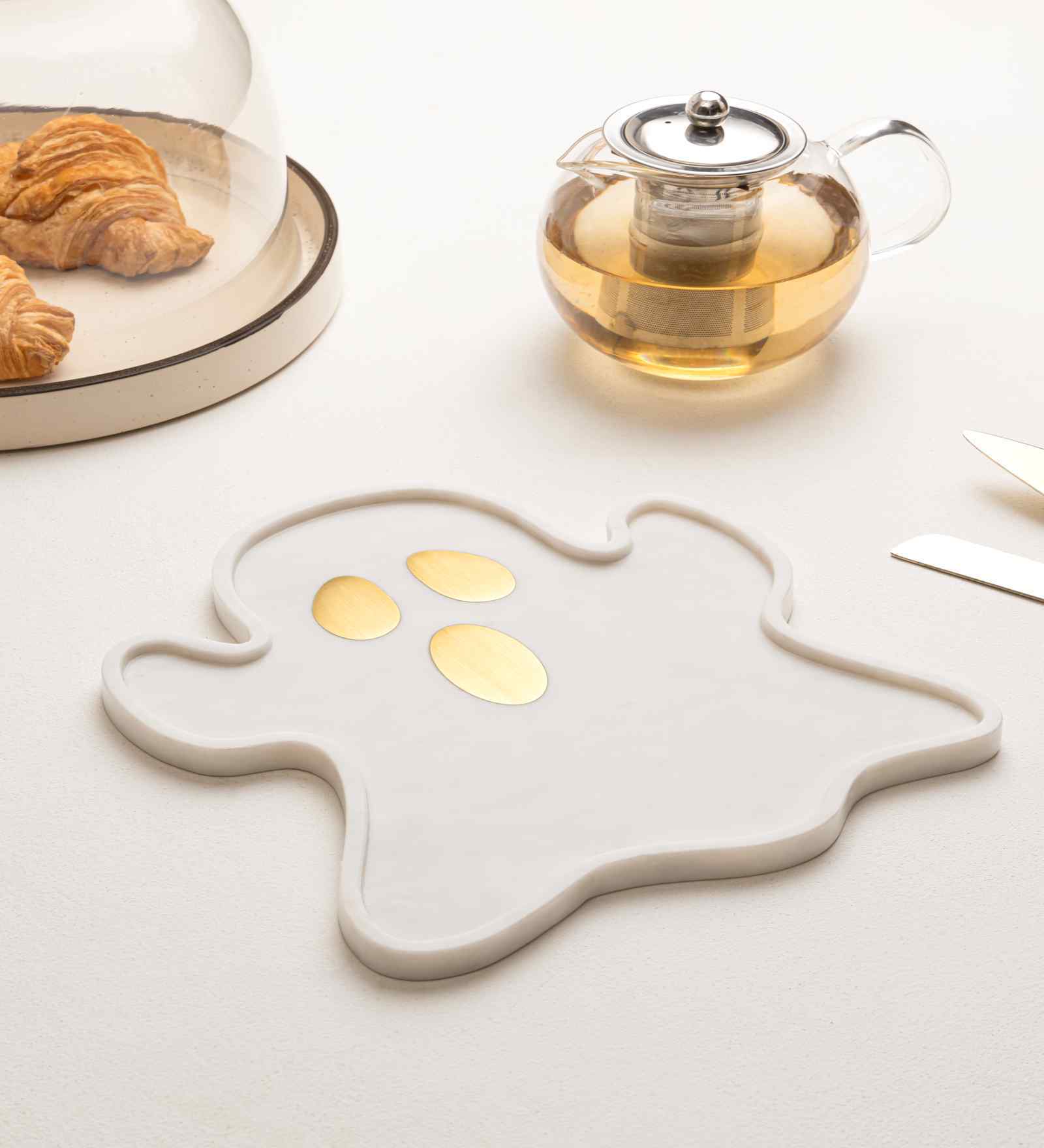 White Ghost Shaped Marble Platter