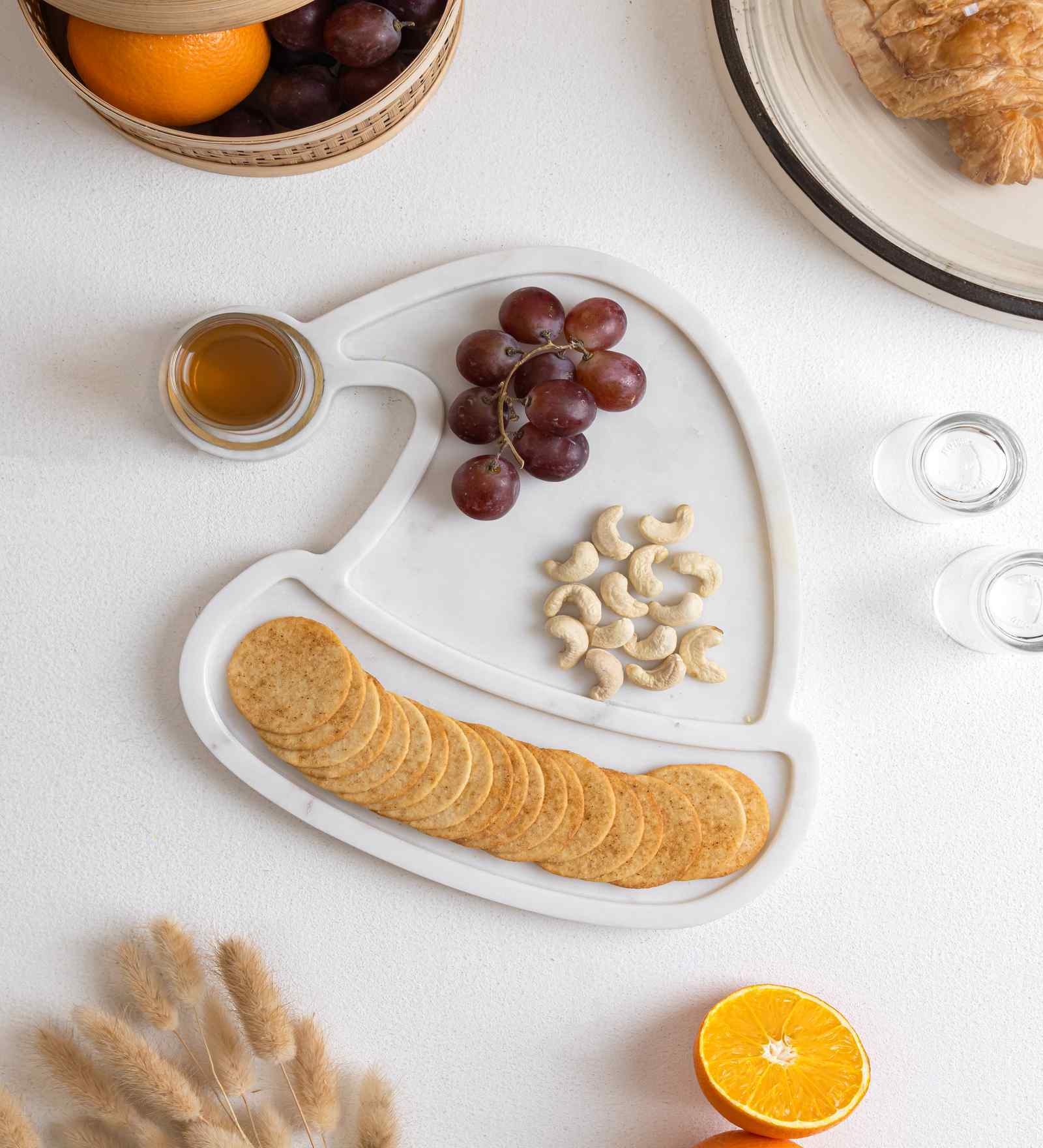 White Santa Cap Marble Platter