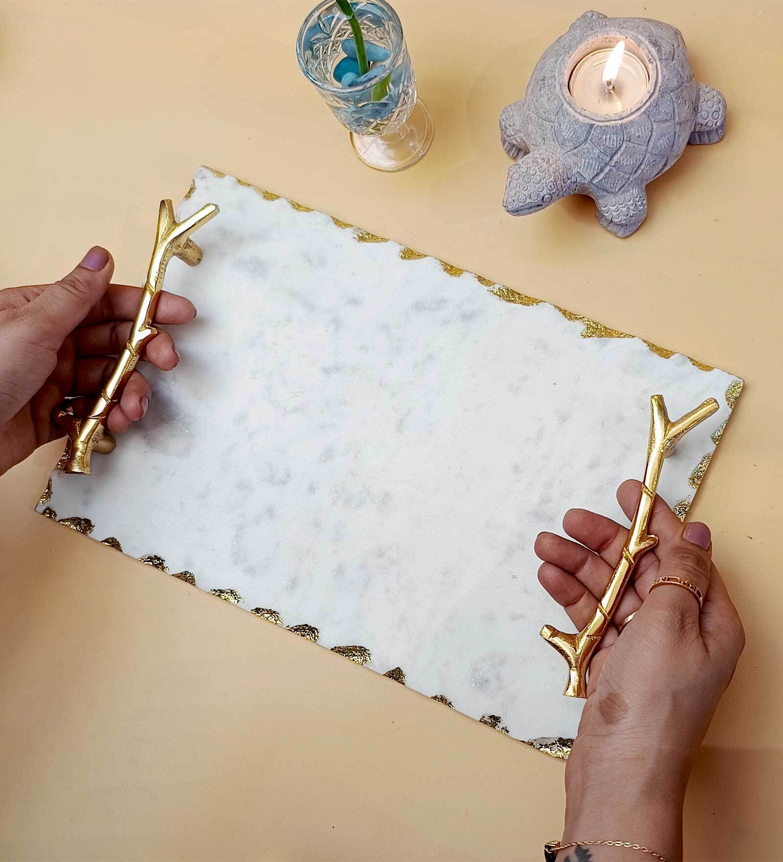 Marble Stem Serving Tray