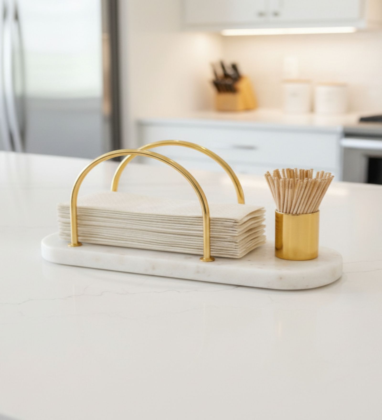 Marble Tisse Holder With Toothpick Stick Holder