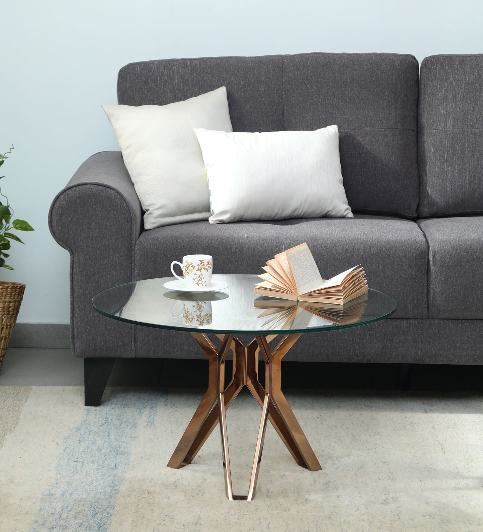 Tripod Glass Coffee Table In Glossy Finish
