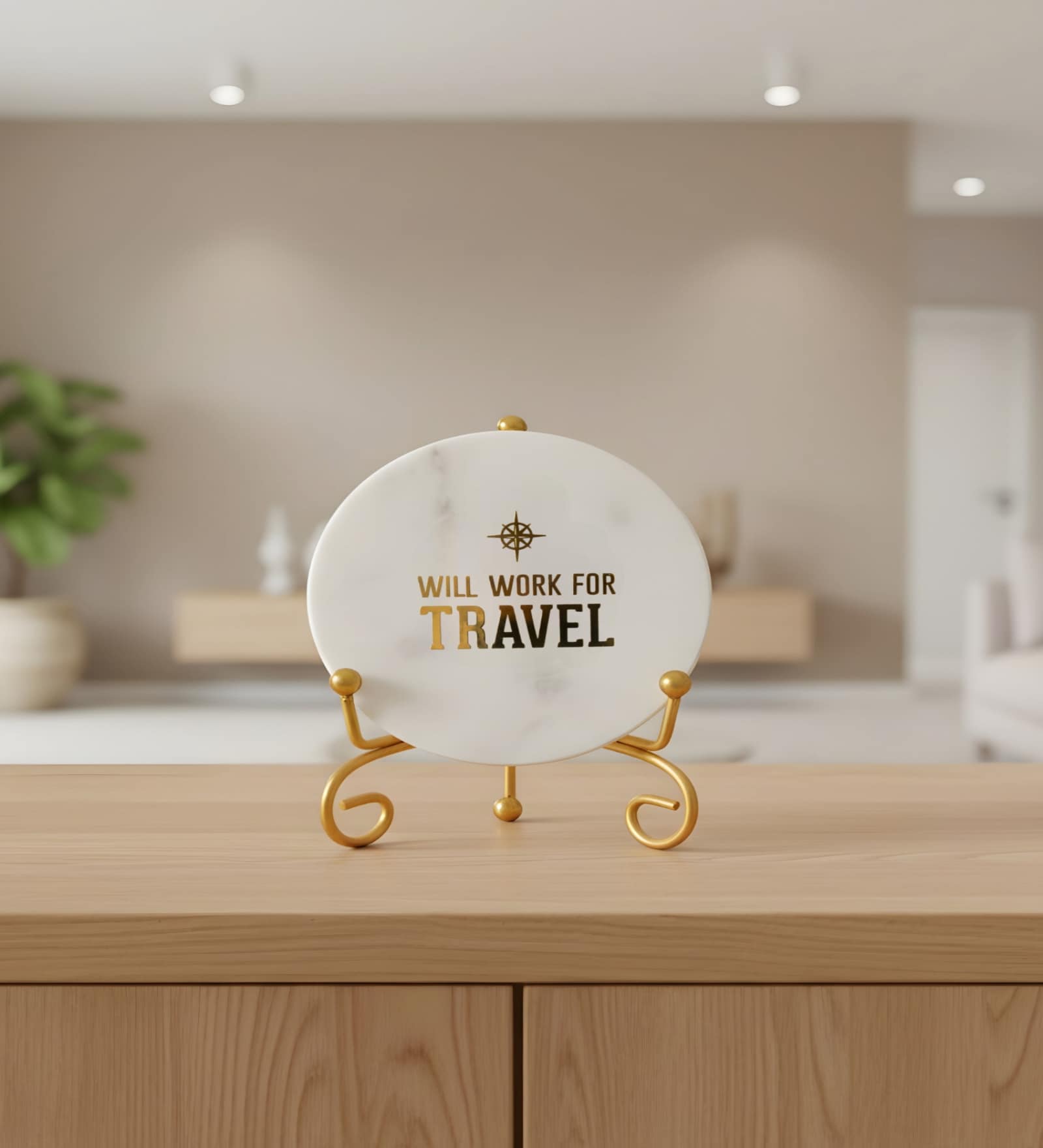 Marble Will Work For Travel Showpiece With Metal Stand