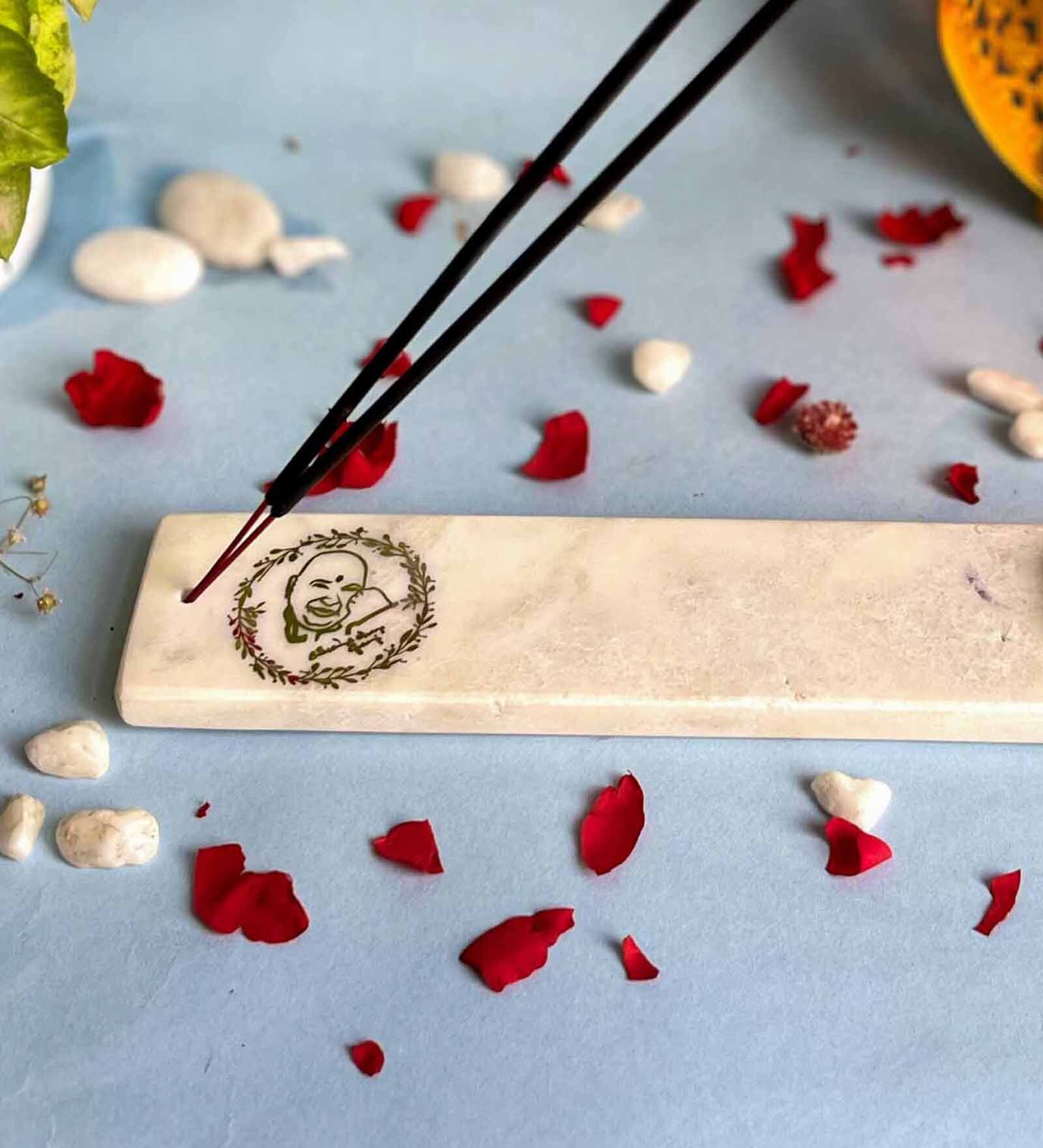 Marble with Blue Agate Guru Ji Incense Stick Holder