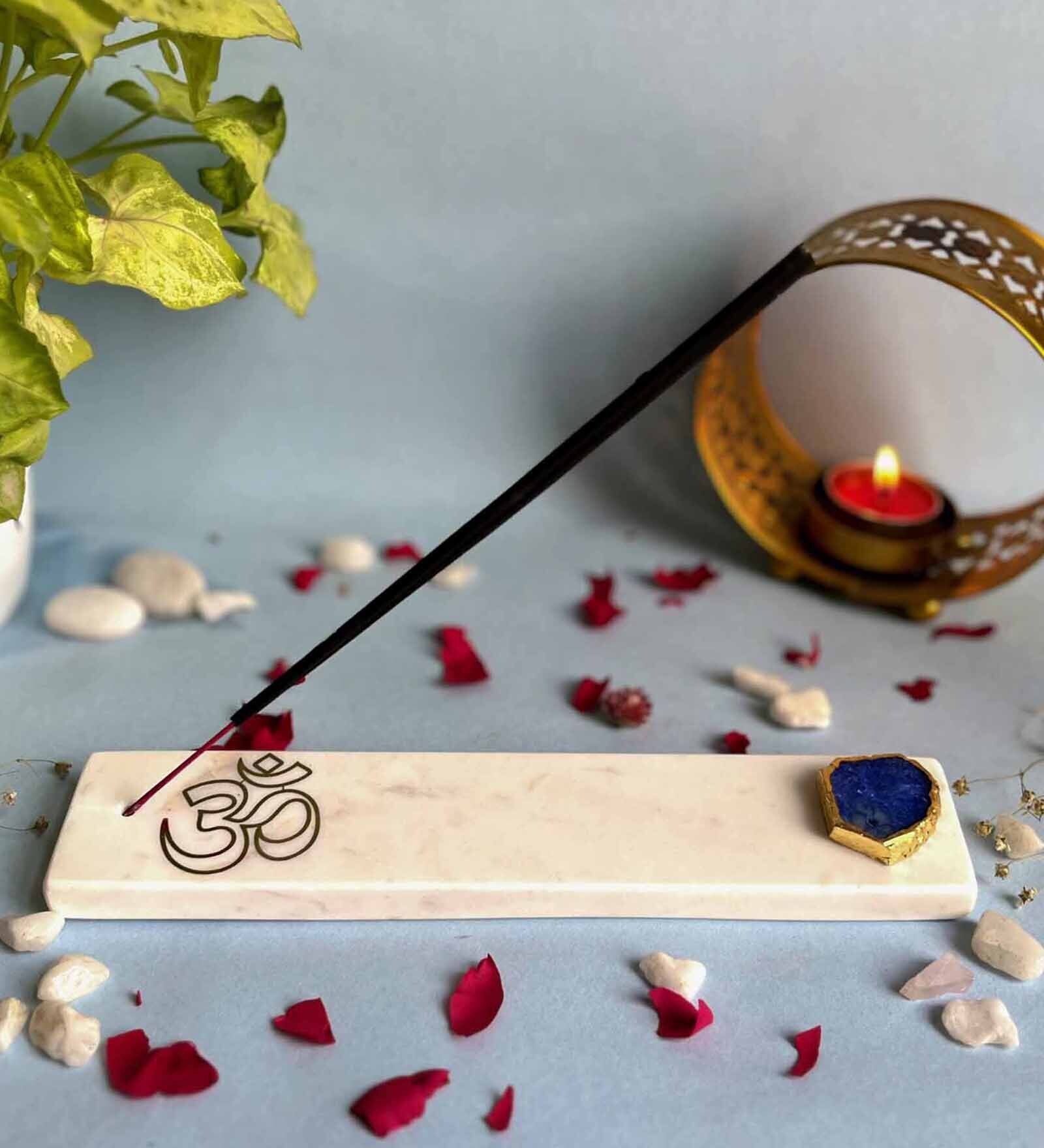 Marble with Blue Agate OM Incense Stick Holder