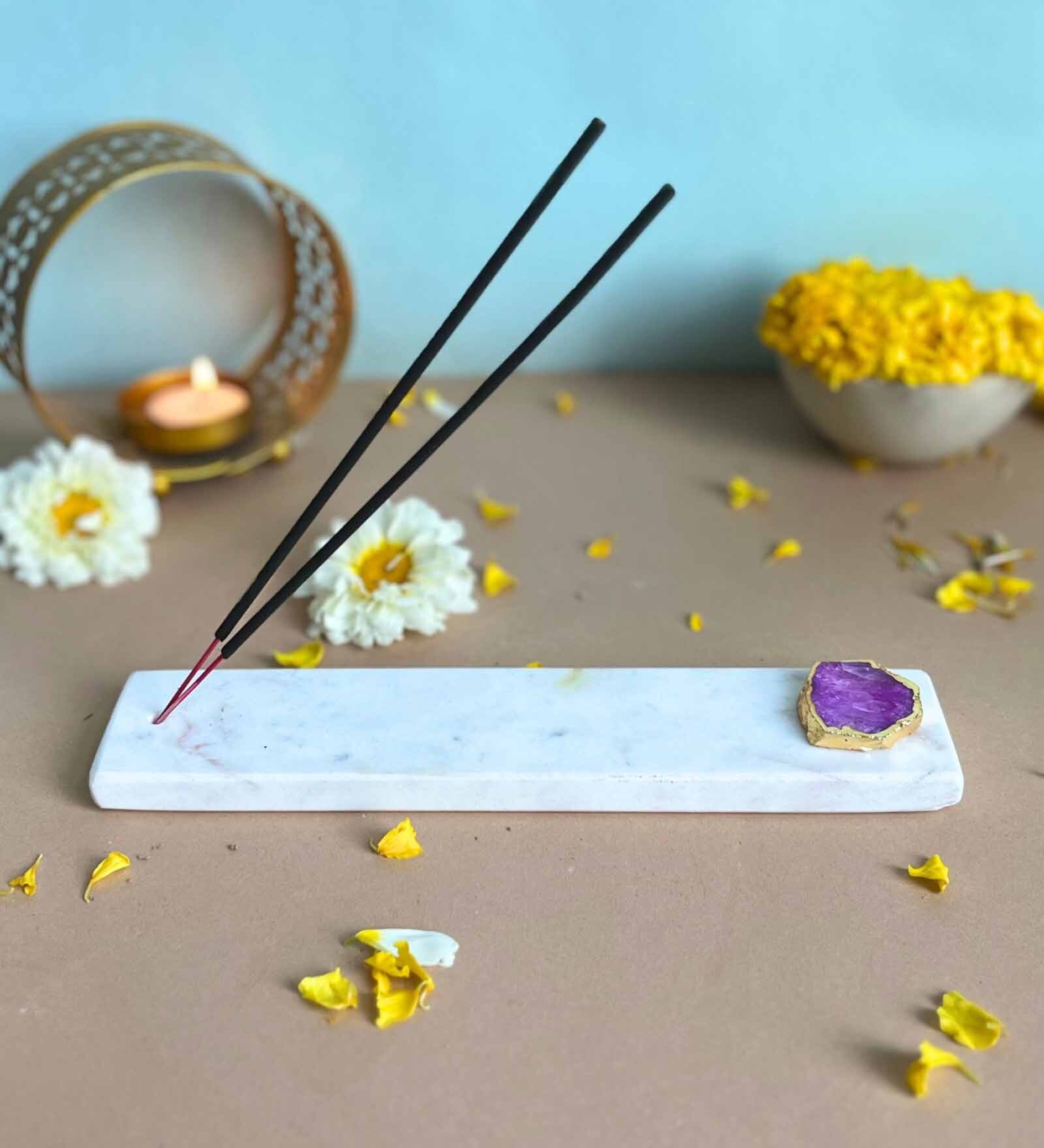 Marble with Pink Agate Incense Stick Holder