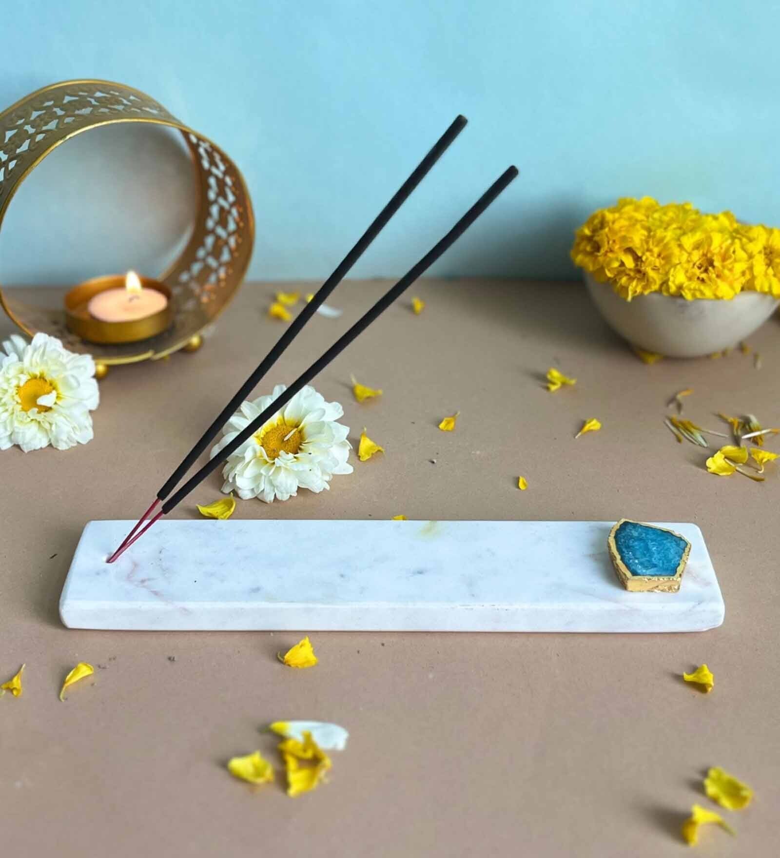 Marble with Turquoise Agate Incense Stick Holder