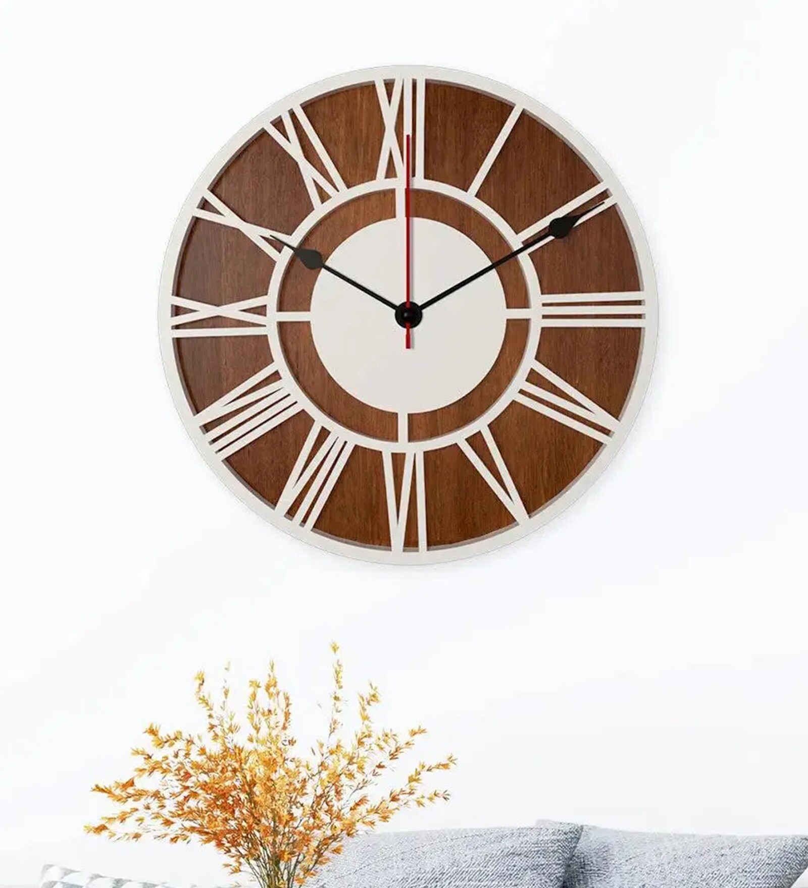 Maria Engineered Wood White Wall Clock