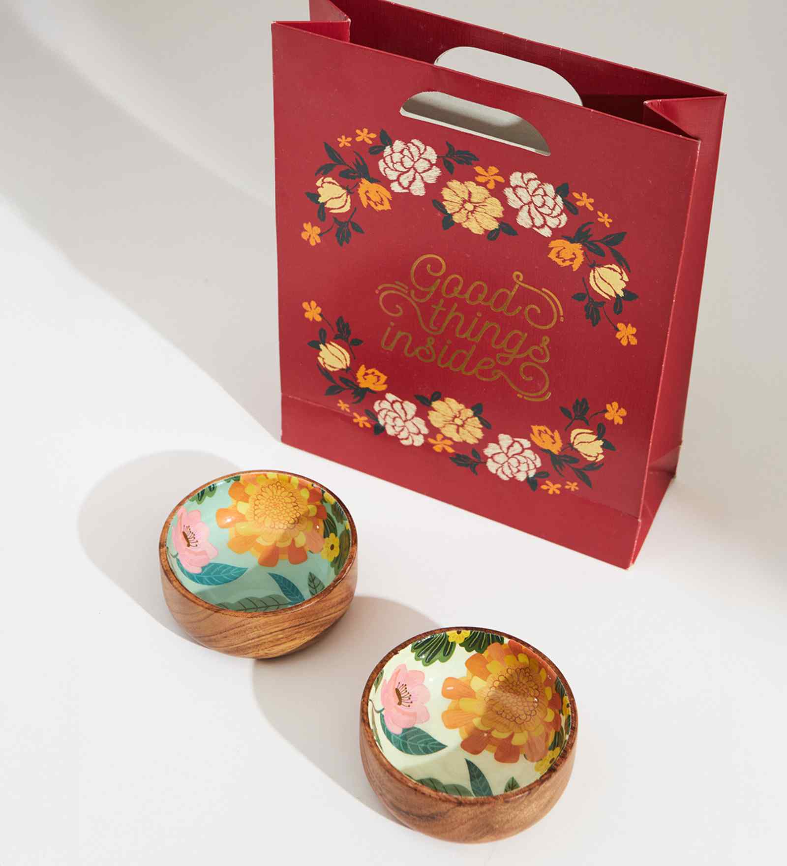 Marigold Mini Snack Bowls (Set of 2)| Wood