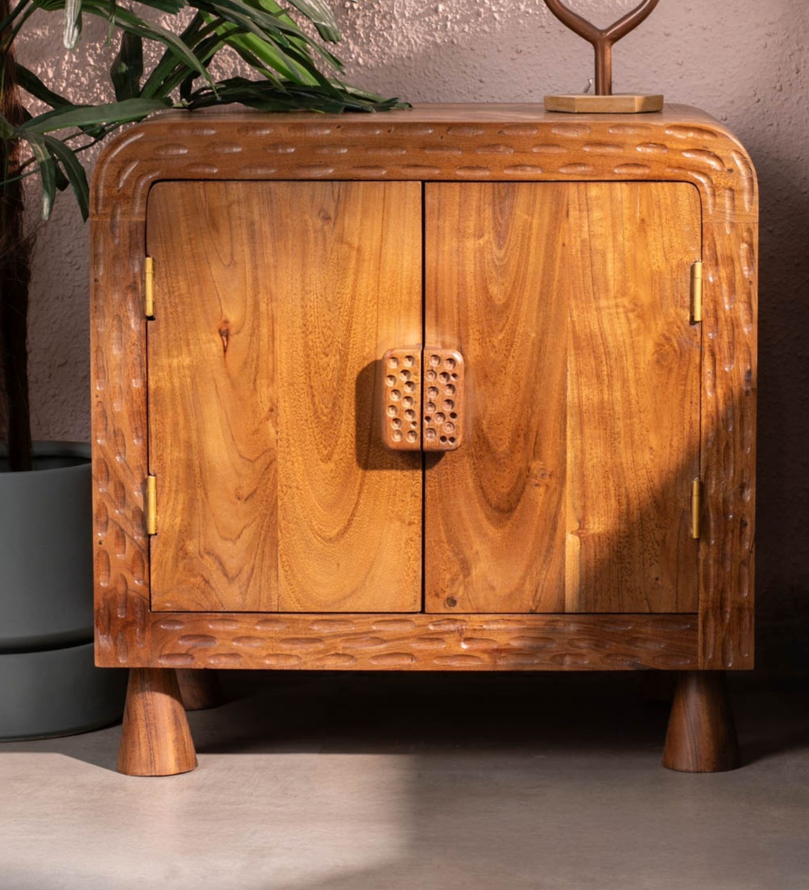 Marina Acacia Wood Bedside Table in Natural Finish