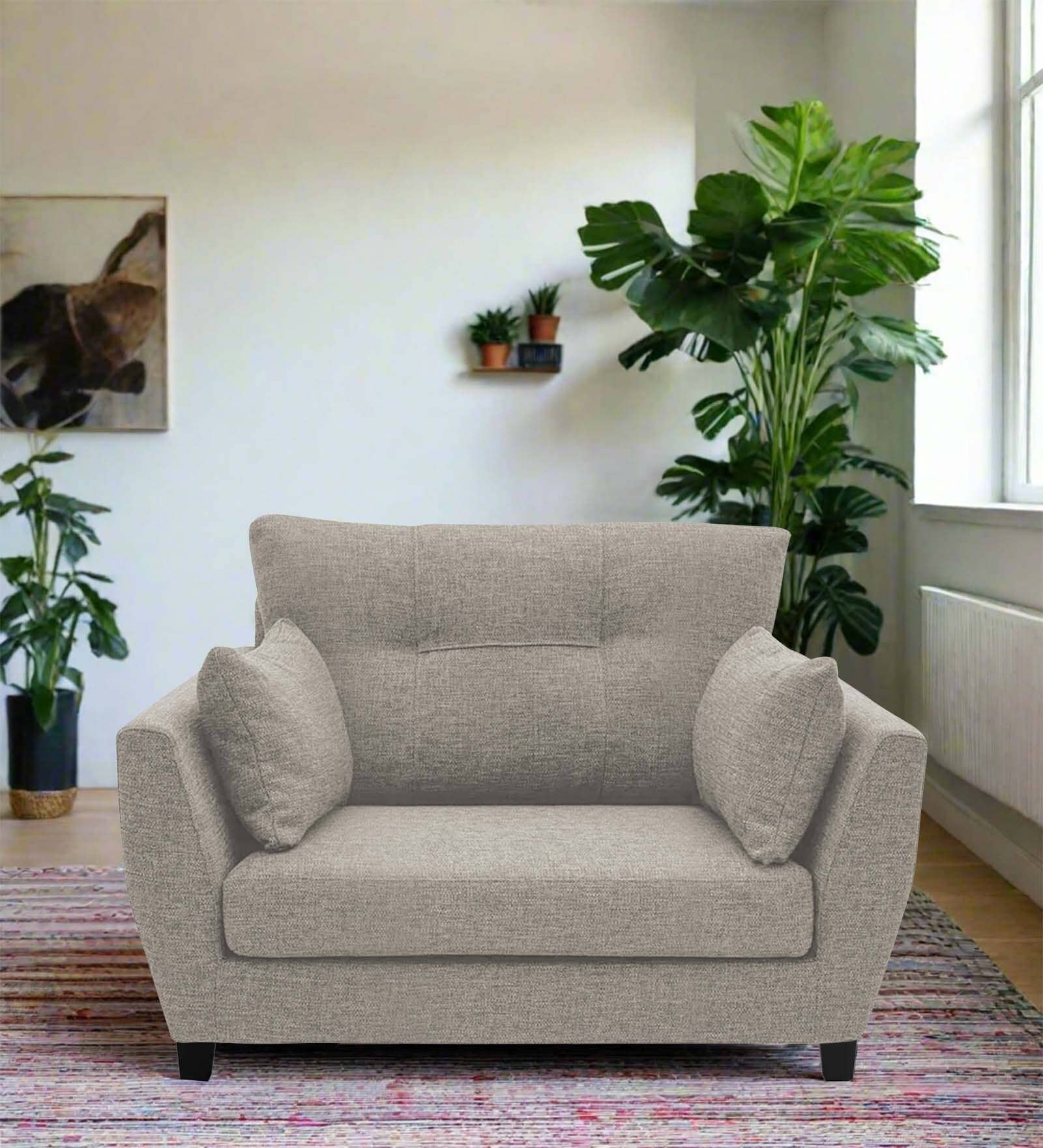 Mario Fabric 1 Seater Sofa in Lit Grey Colour