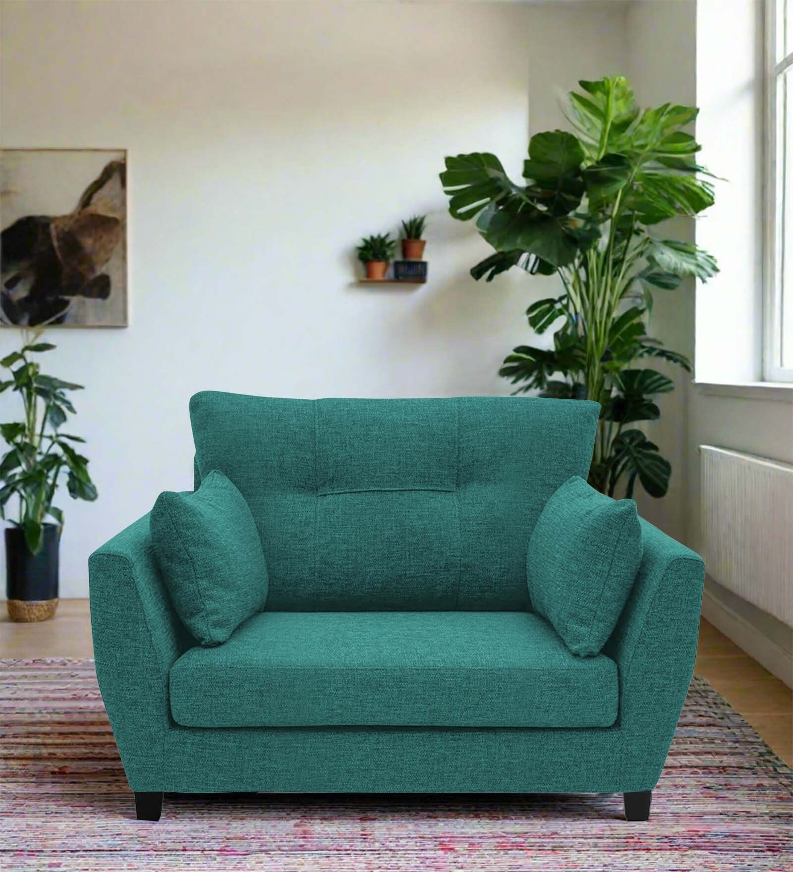 Mario Fabric 1 Seater Sofa in Sea Green Colour