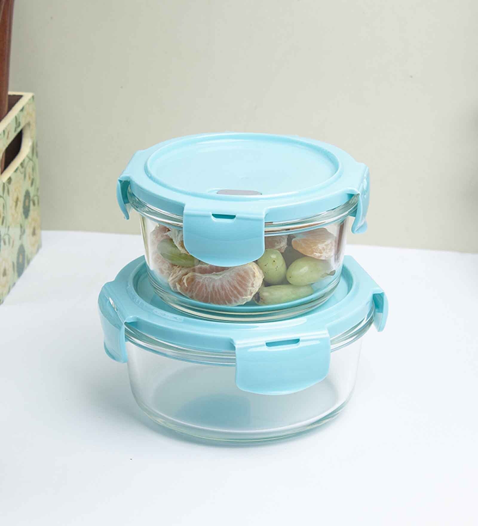 Blue 410 Ml , 570 Ml Glass Set of 2 Glass continers