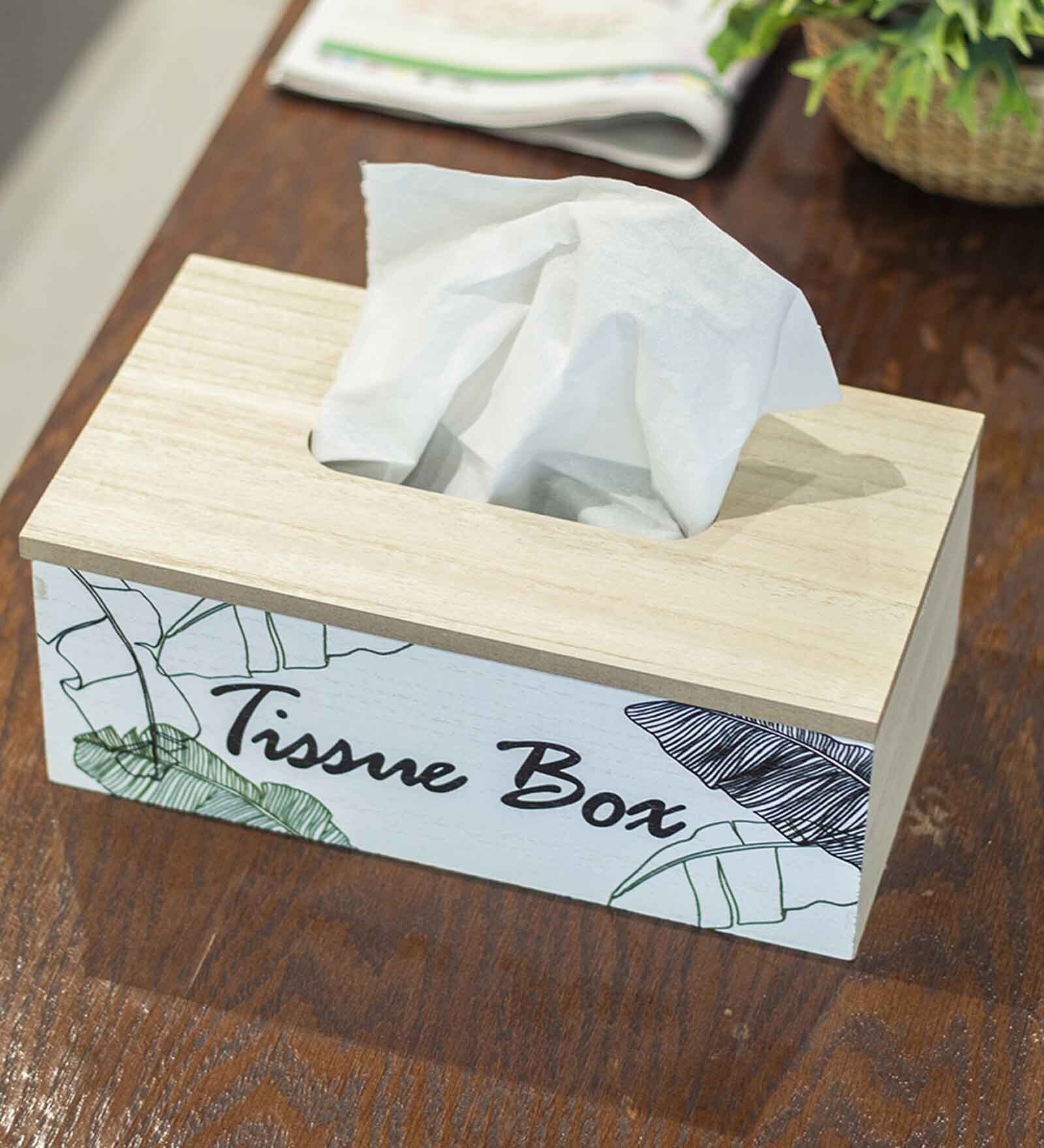 White 350 Ml Wood 1 pcs Tissue Box