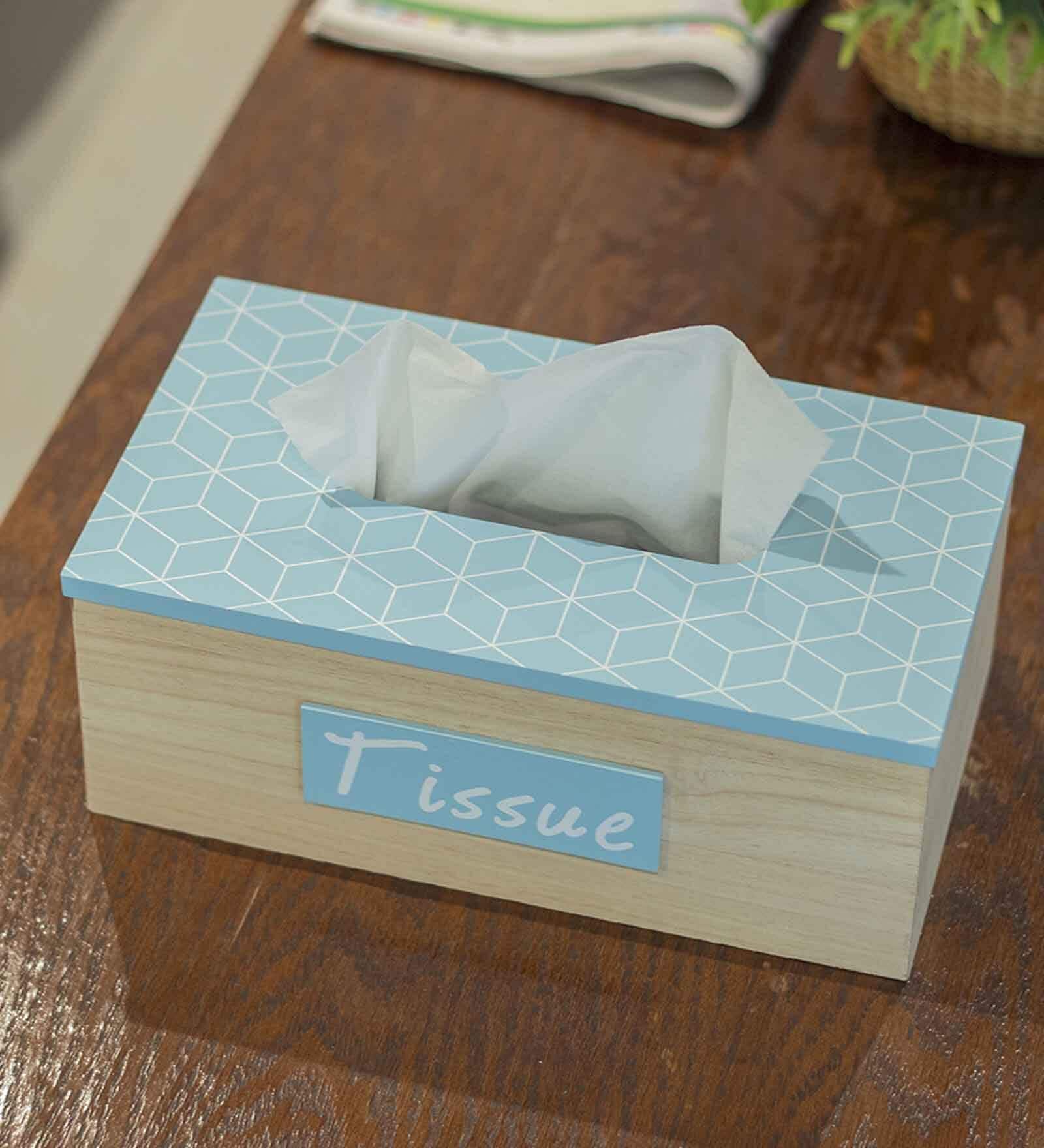 Blue 350 Ml Wood 1 pcs Tissue Box