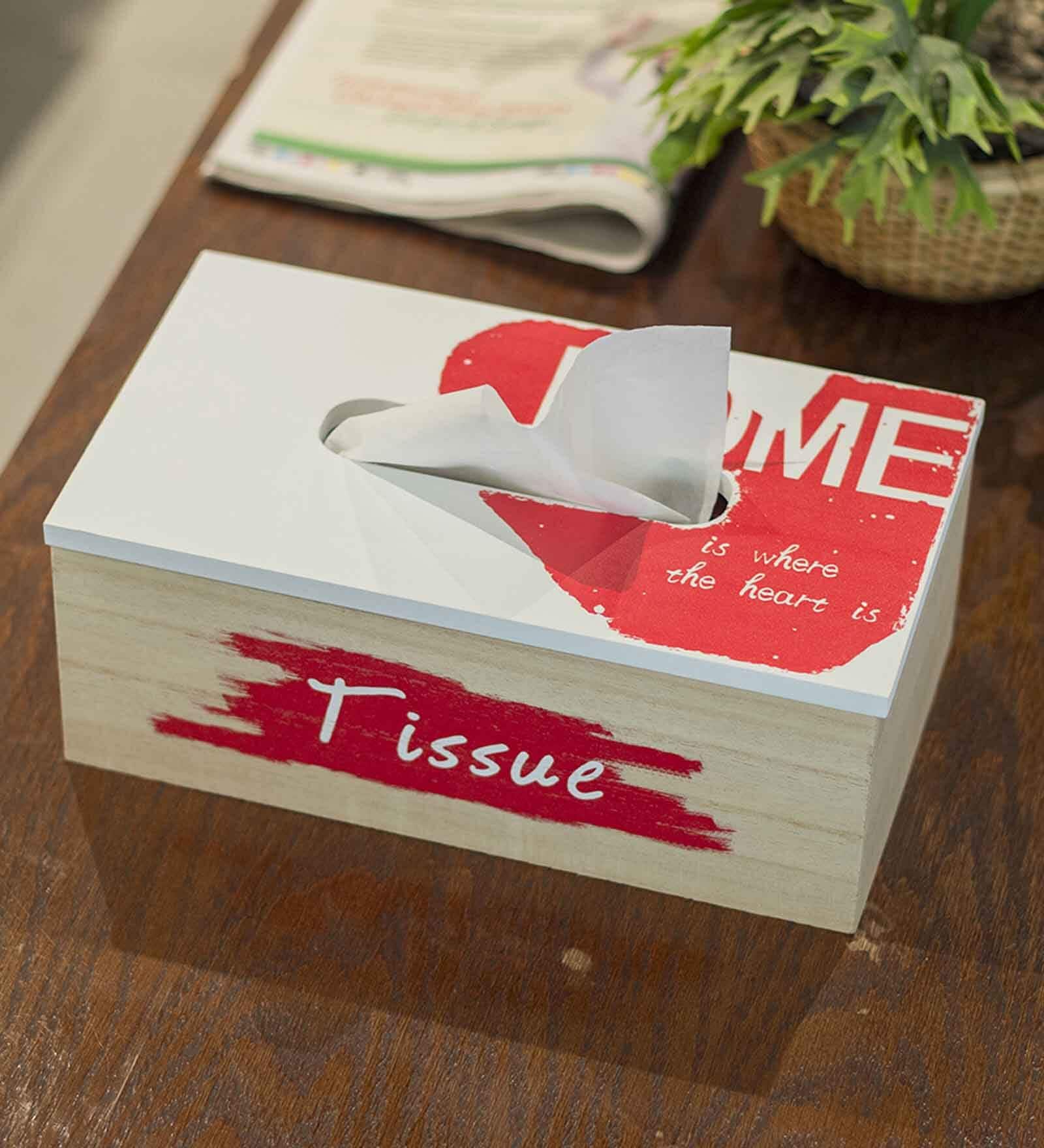 Red 350 Ml Wood 1 pcs Tissue Box