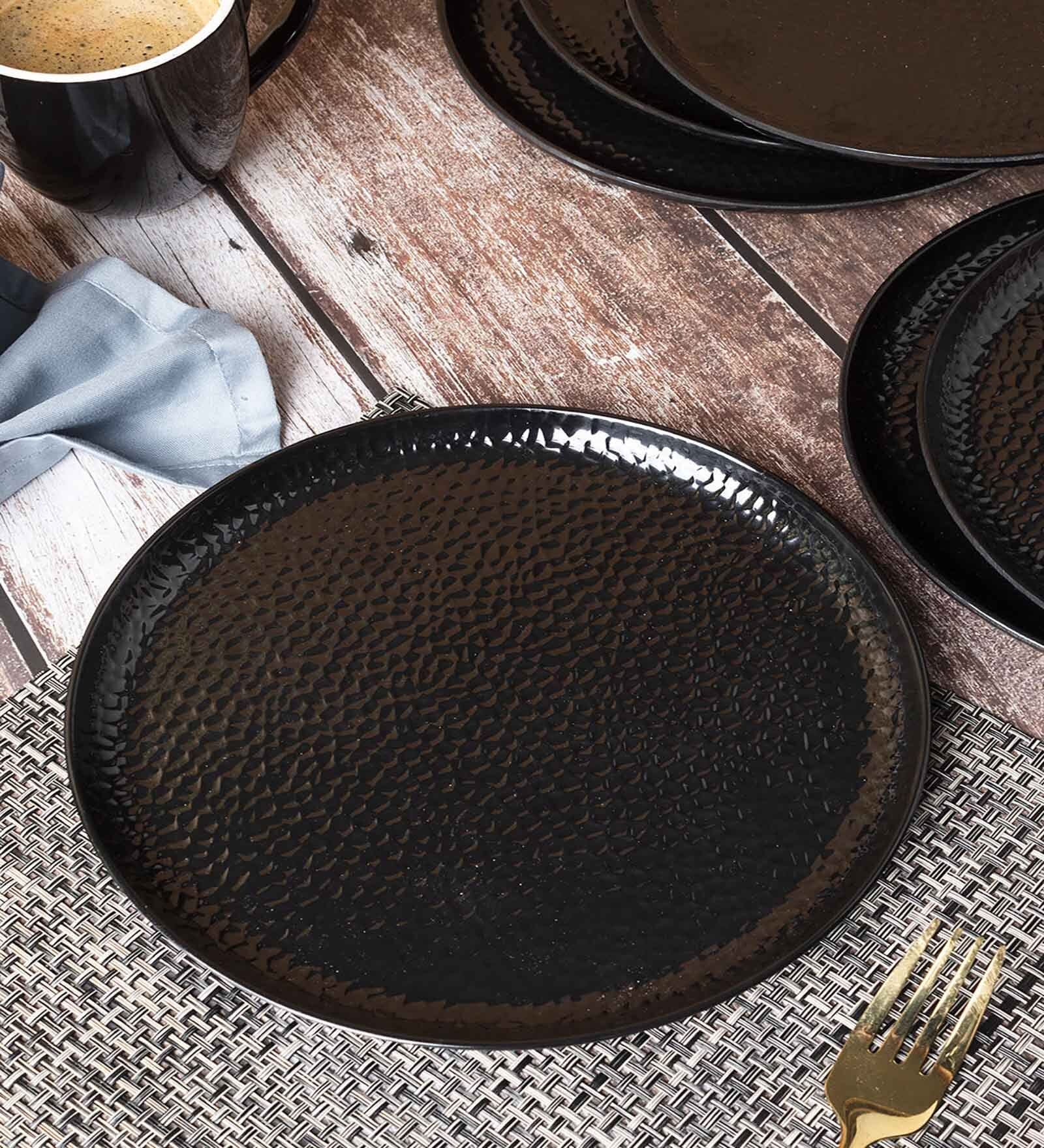 Black Melamine (Set of 6) Quarter Plate