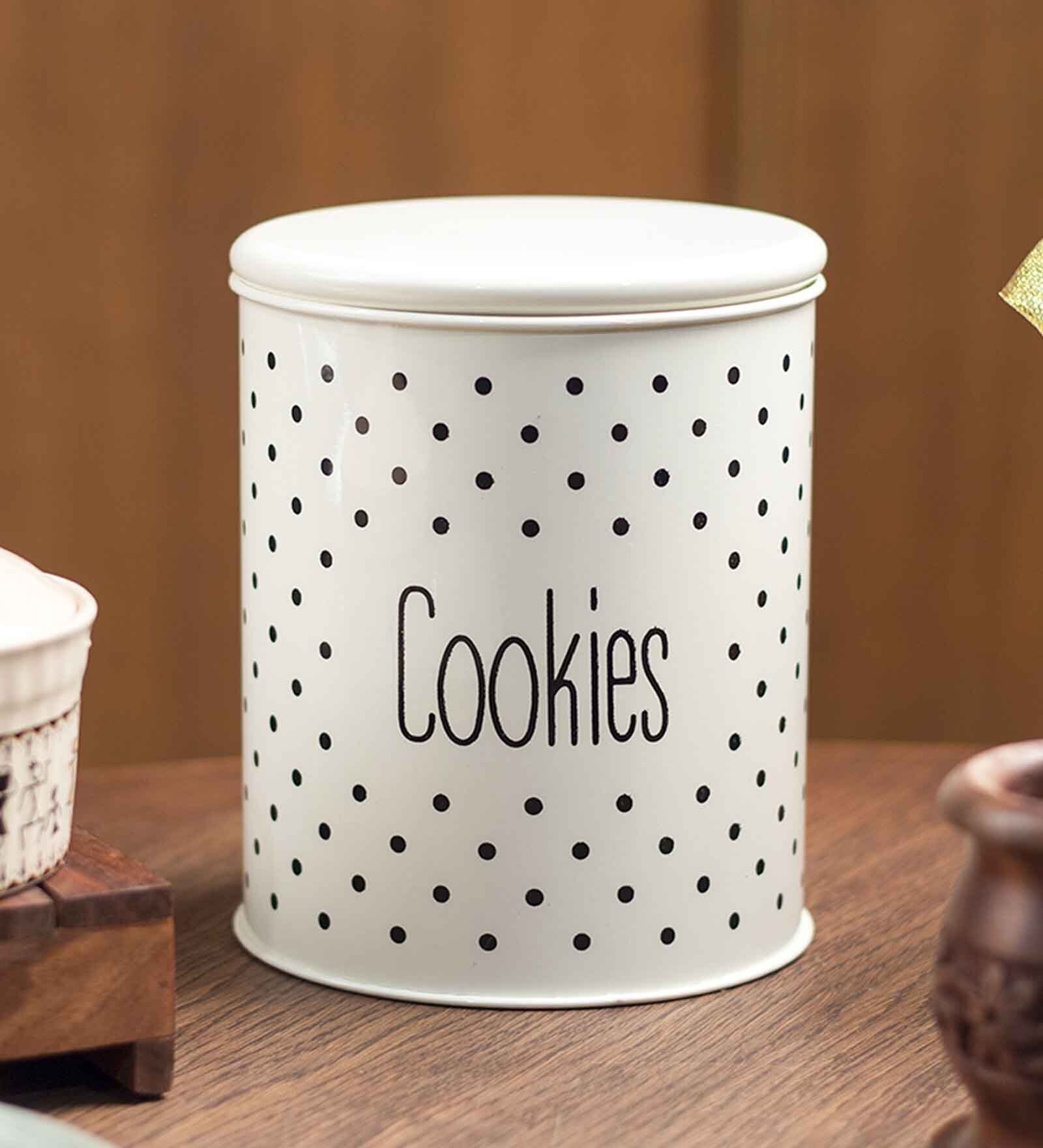Ivory Galvanised Iron 1400ml Cookies Storage Jar
