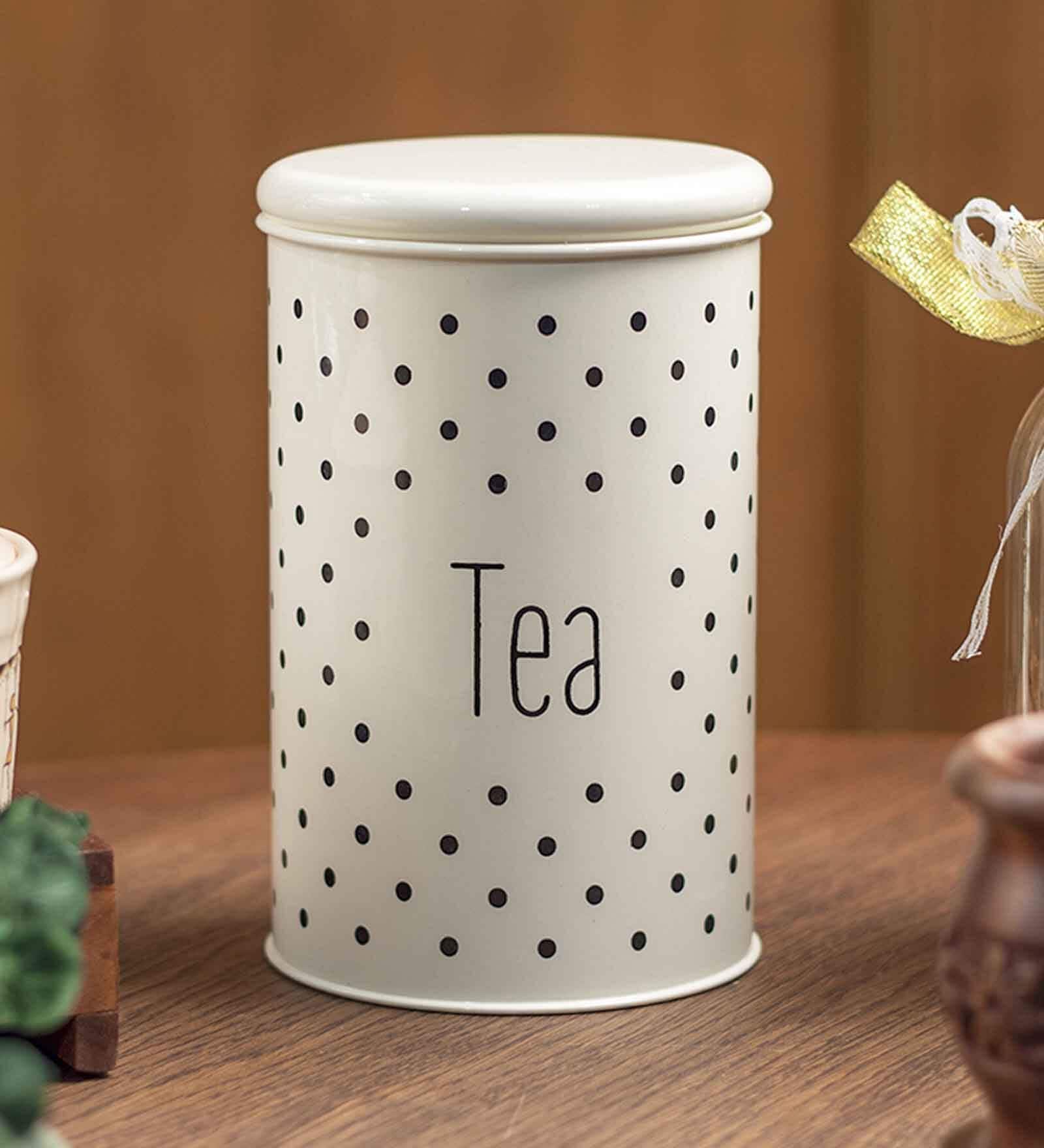 Ivory Galvanised Iron 1000ml Tea Storage Jar