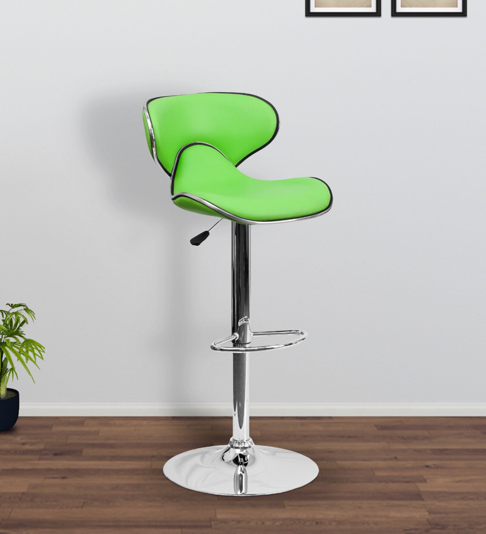 Marlon Height Adjustable Swivel Bar Stool In Green Colour