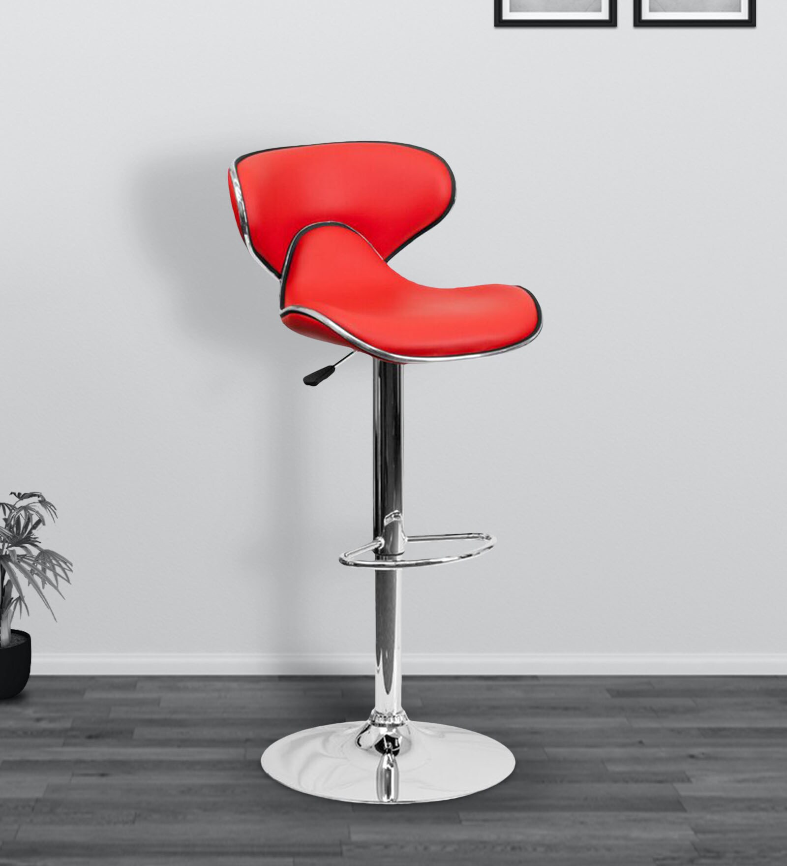 Marlon Height Adjustable Swivel Bar Stool In Red Colour
