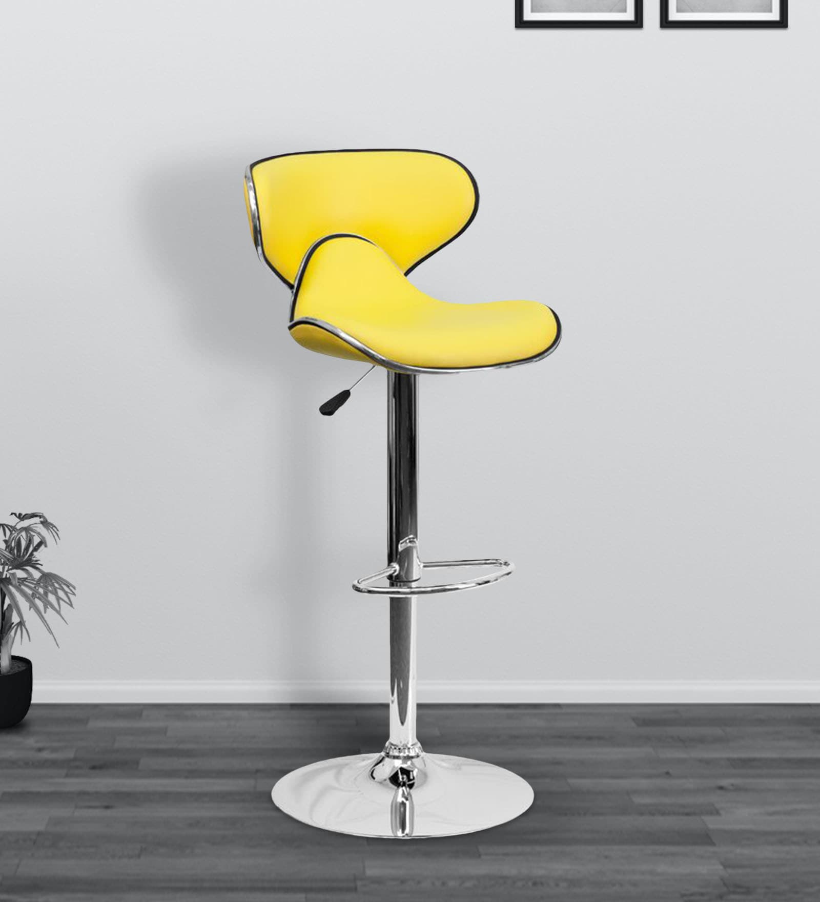 Marlon Height Adjustable Swivel Bar Stool In Yellow Colour