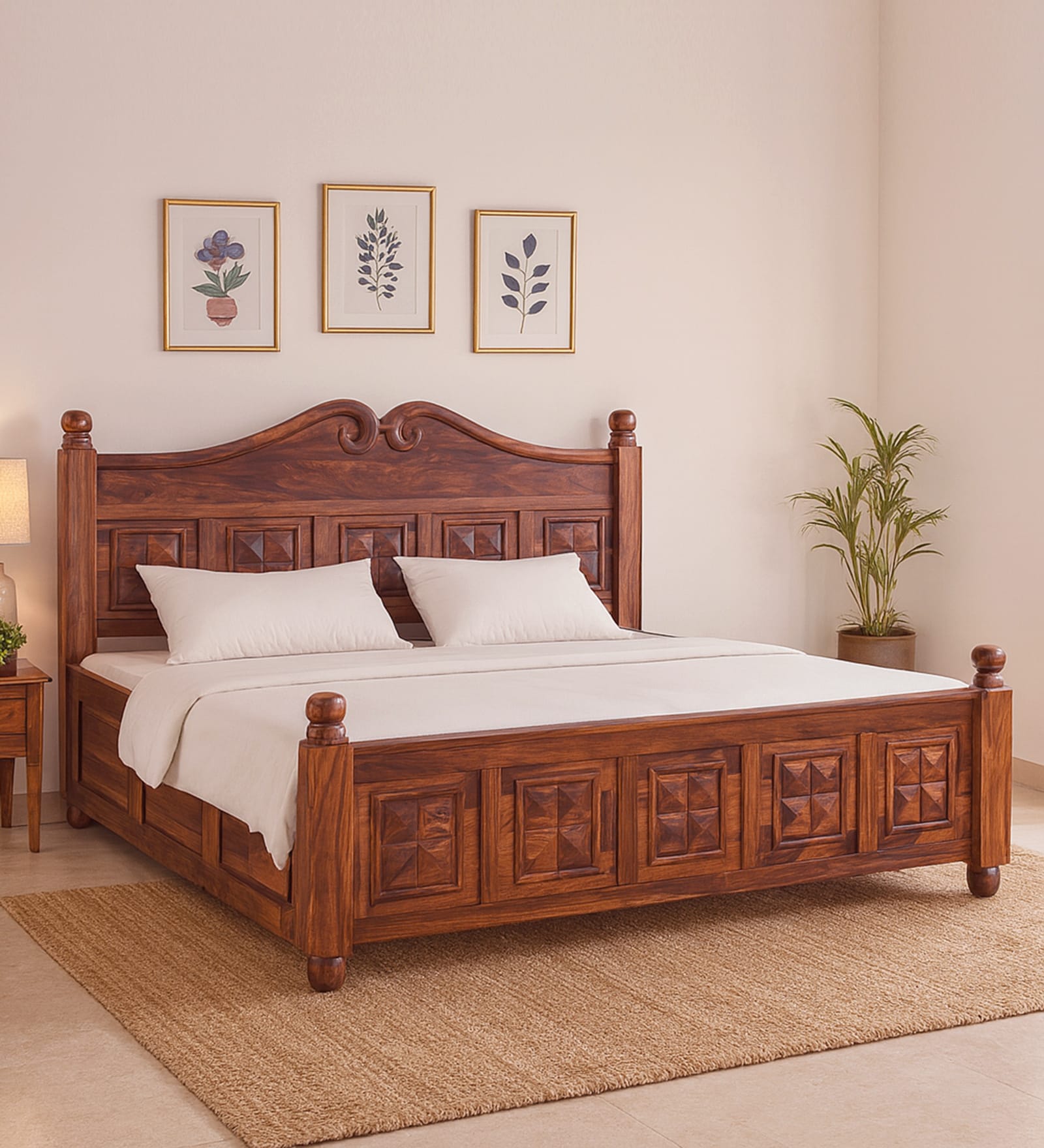 Marlow Sheesham Wood King Size Bed in Honey Oak Finish With Box Storage Marlow Sheesham Wood King Size Bed in Honey Oak Finish With Box Storage