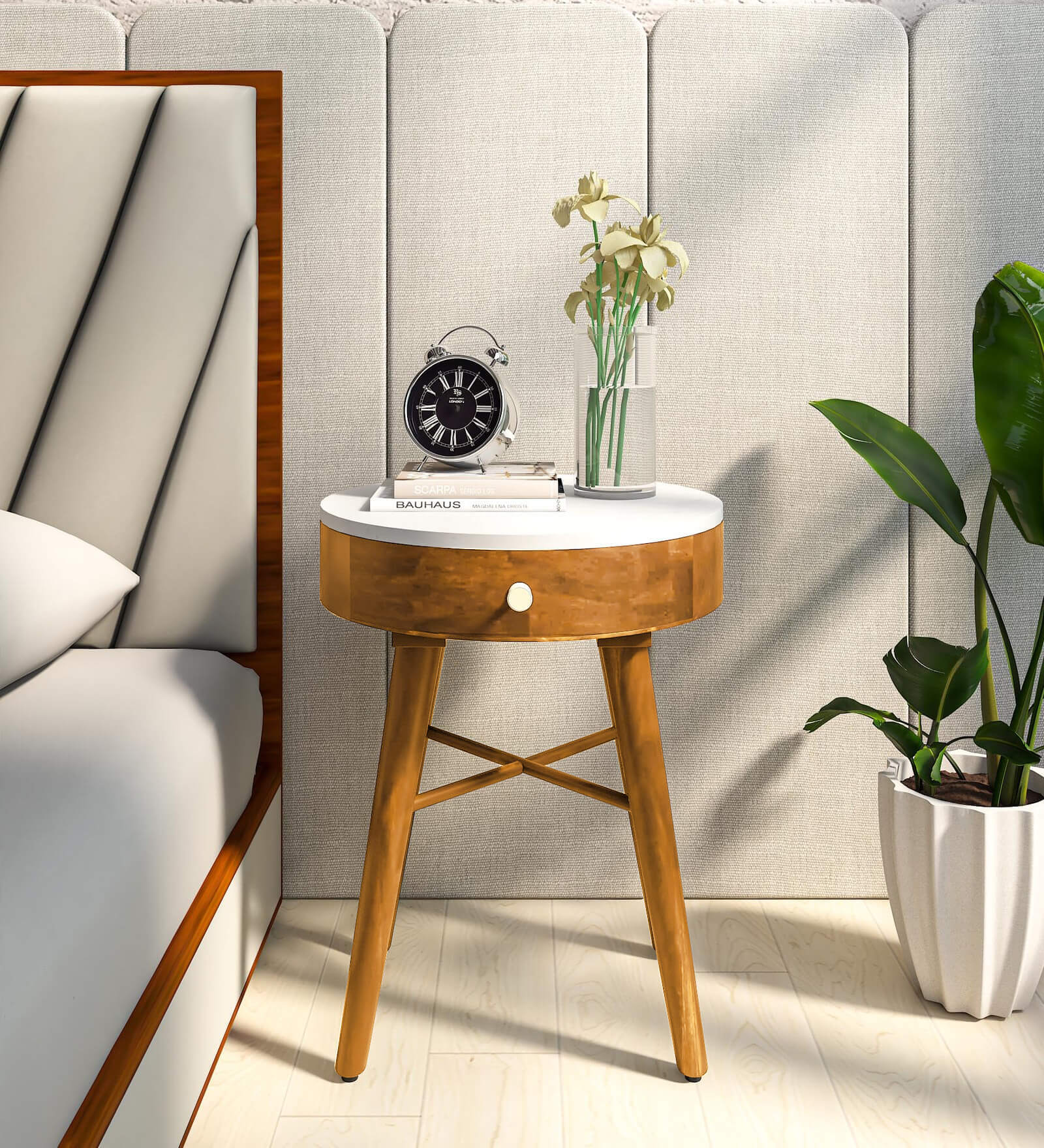 Buy Marmor Sheesham Wood Bedside Table in Scratch Resistant Rustic Teak ...