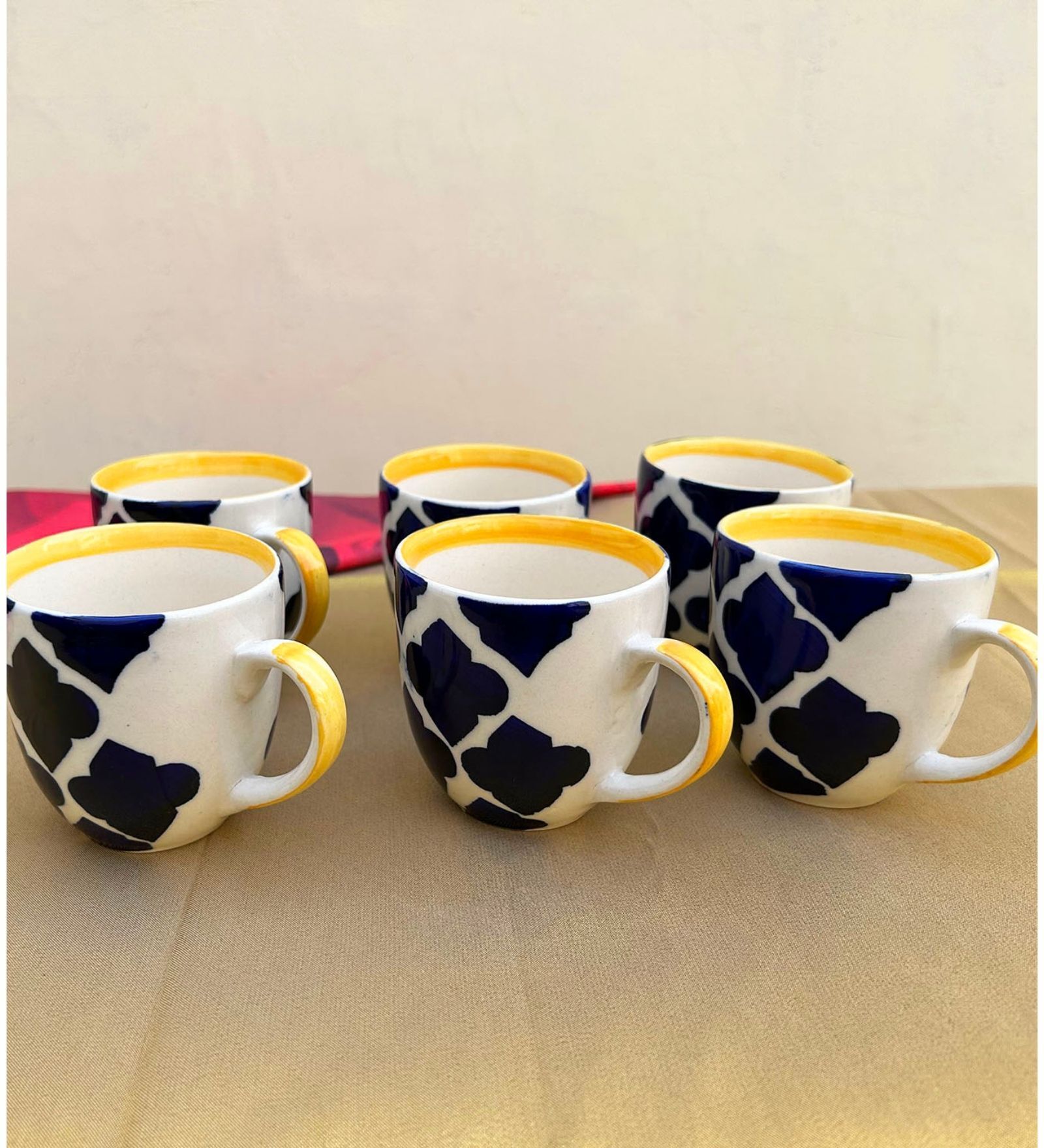 Maroccon Blue Ceramic  (Set Of 6) Tea Cup