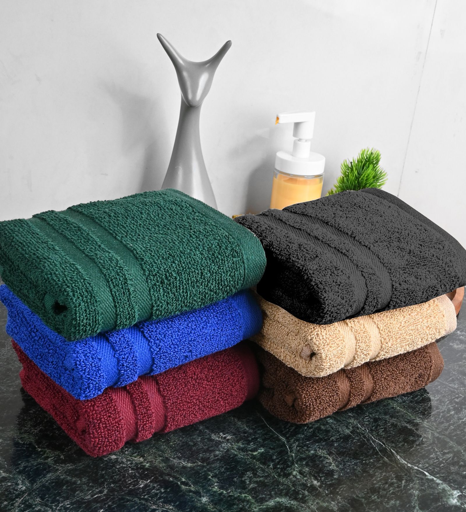 Multicolor Cotton Solid 550 GSM 6 Pcs Hand Towels