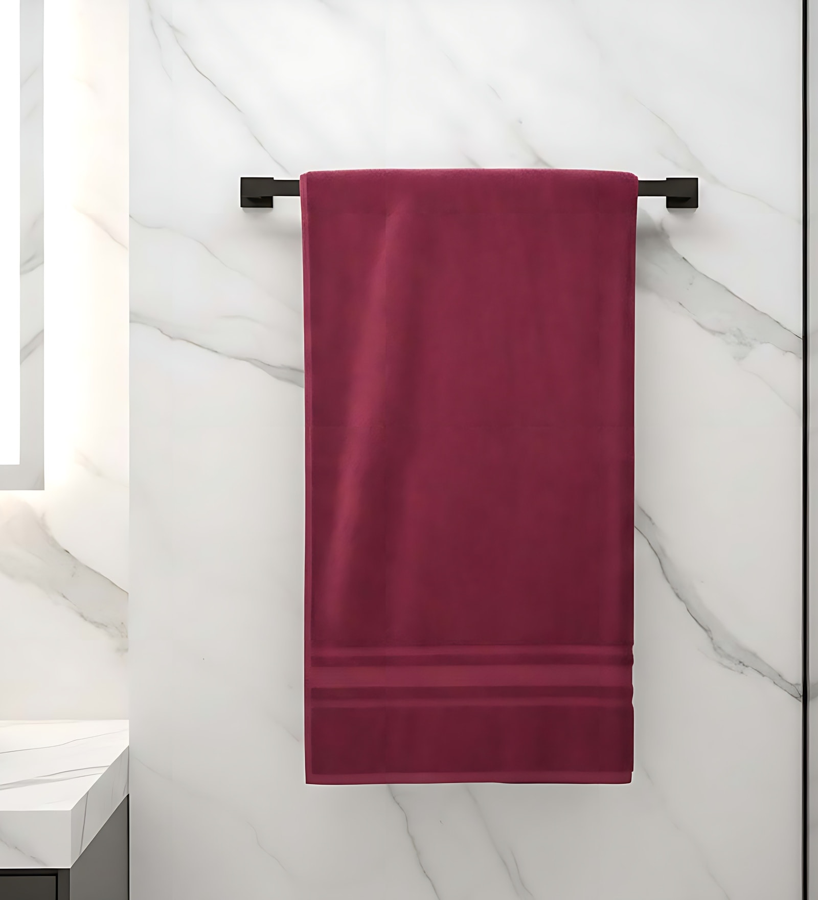 Maroon Soft Cotton 500 GSM Solid Bath Towel