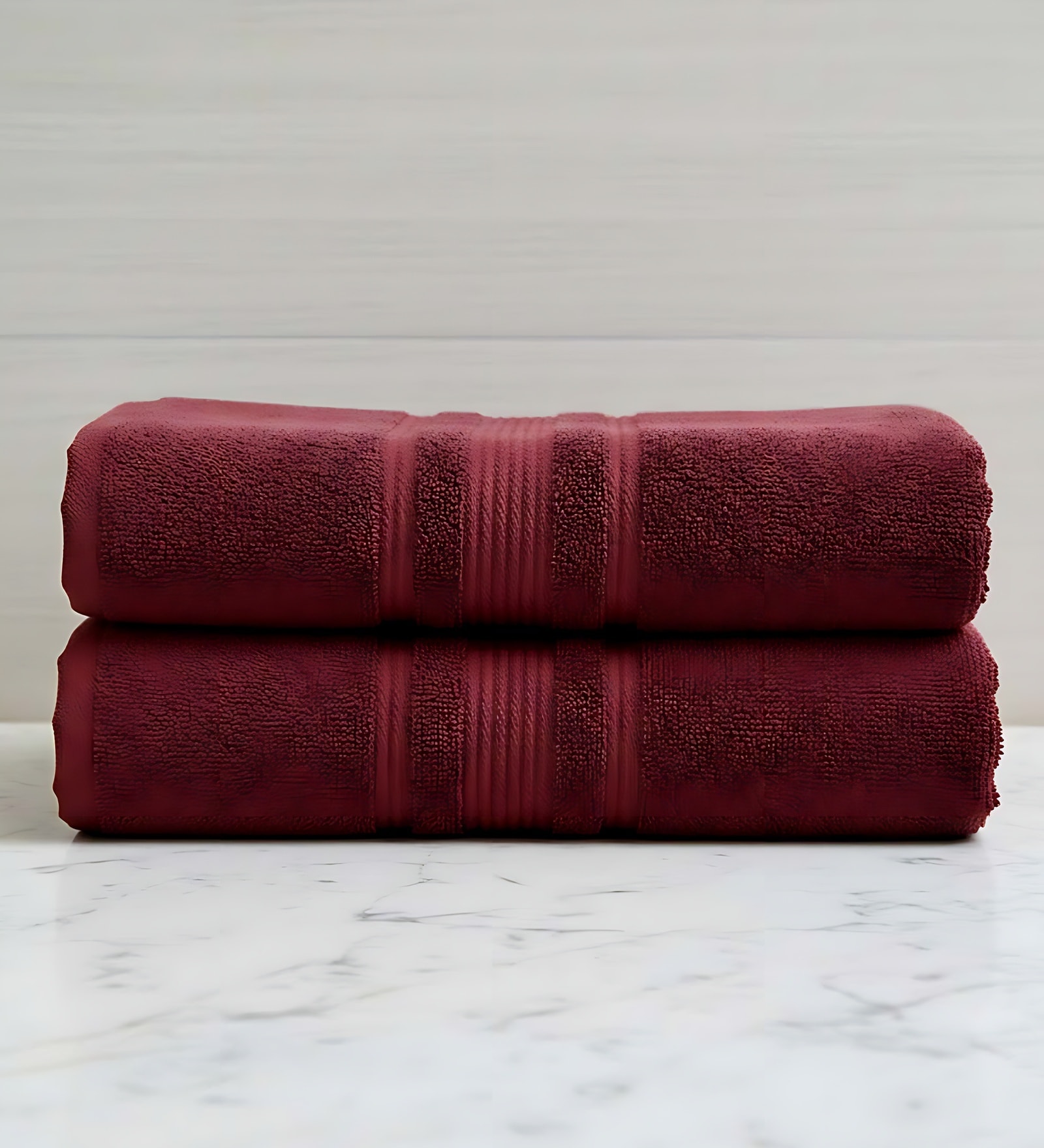 Maroon Soft Cotton 500 GSM Solid Bath Towel Pack Of 2