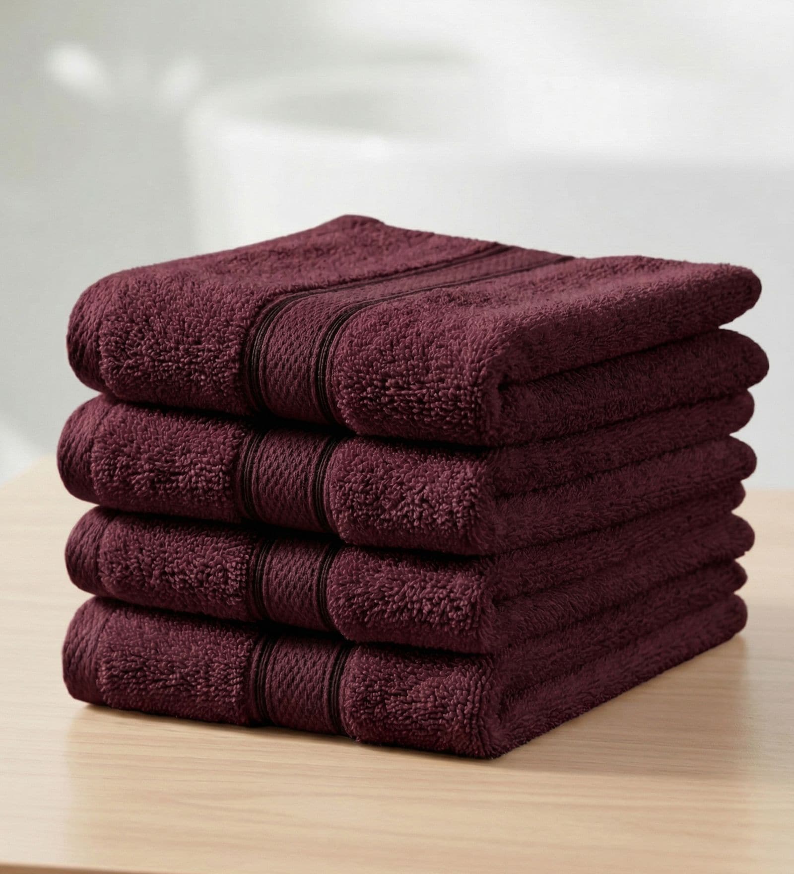 Maroon 100% Cotton 400 Gsm Face Towel 4 Pc