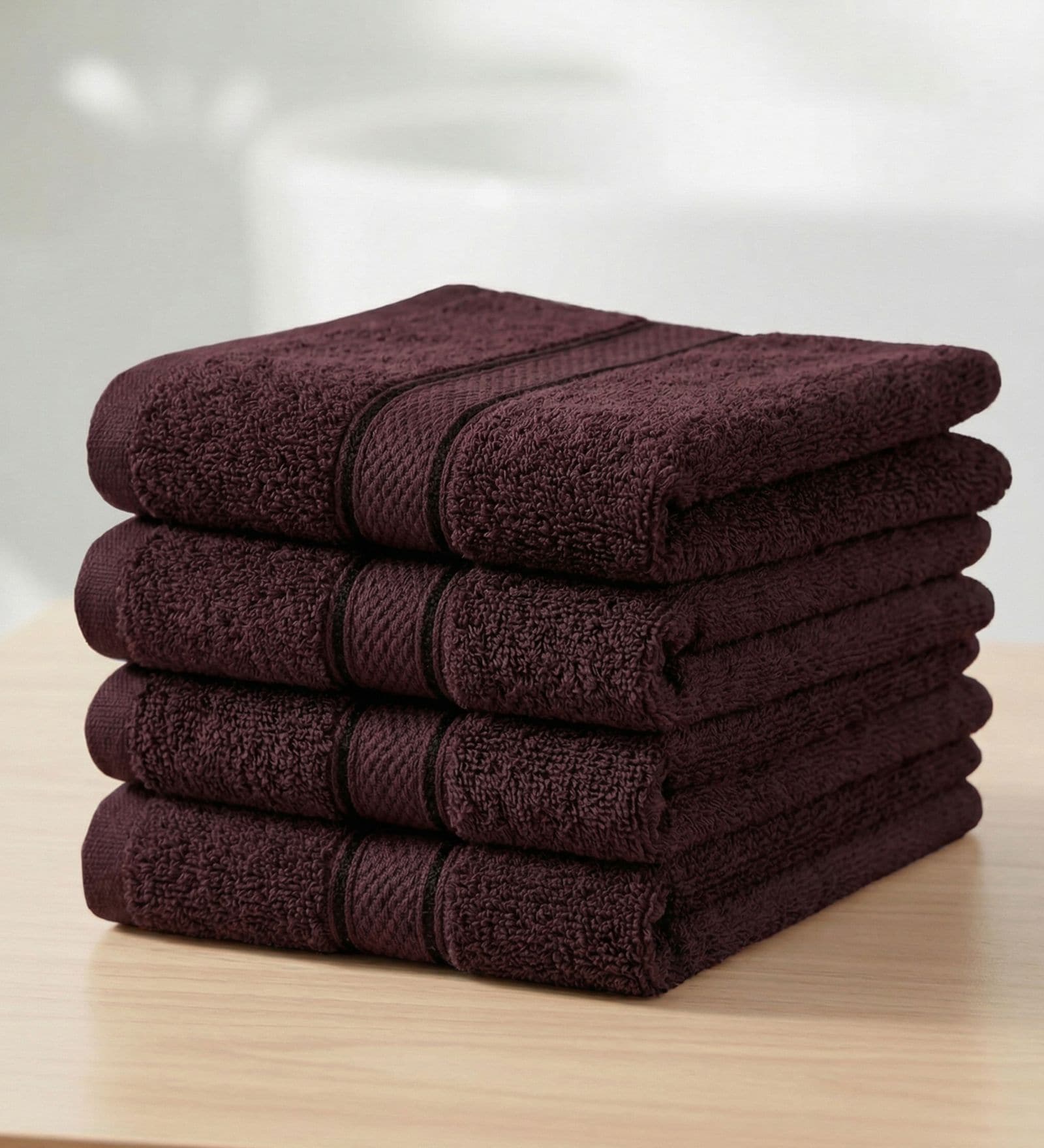 Maroon 100% Cotton 400 Gsm Face Towel 4 Pc