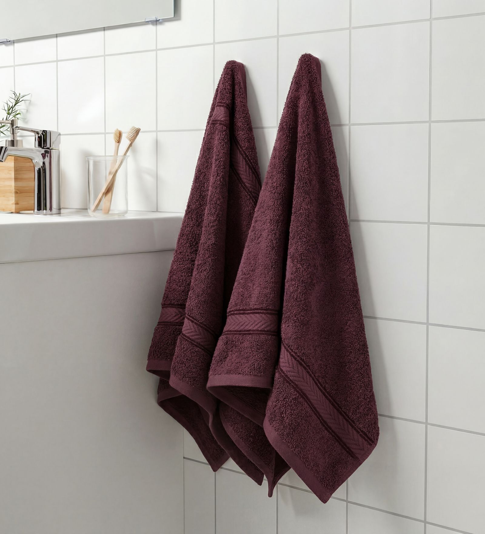 Maroon 100% Cotton 525 Gsm Hand Towel