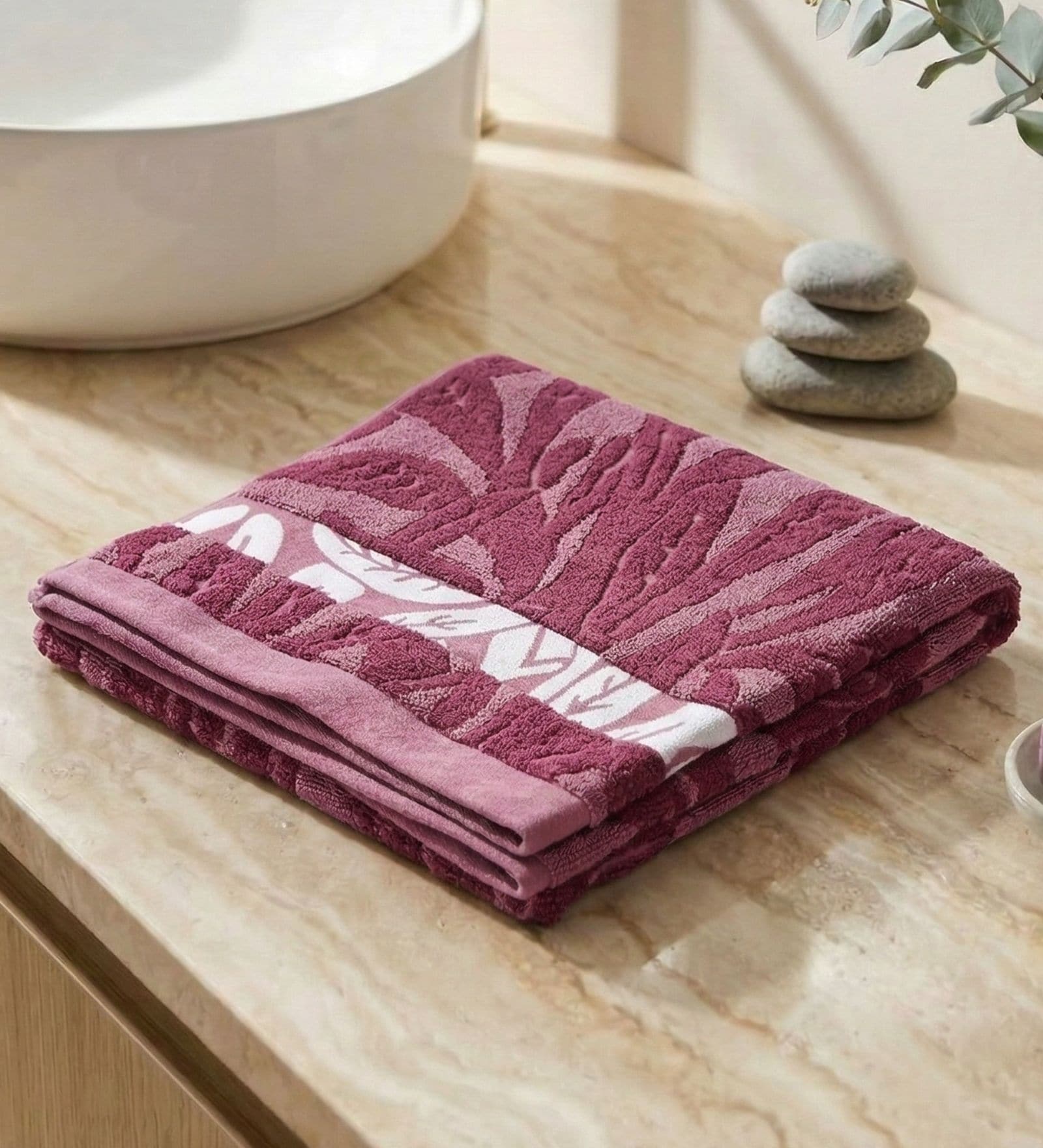 Maroon 100% Cotton 630 Gsm Bath Towel