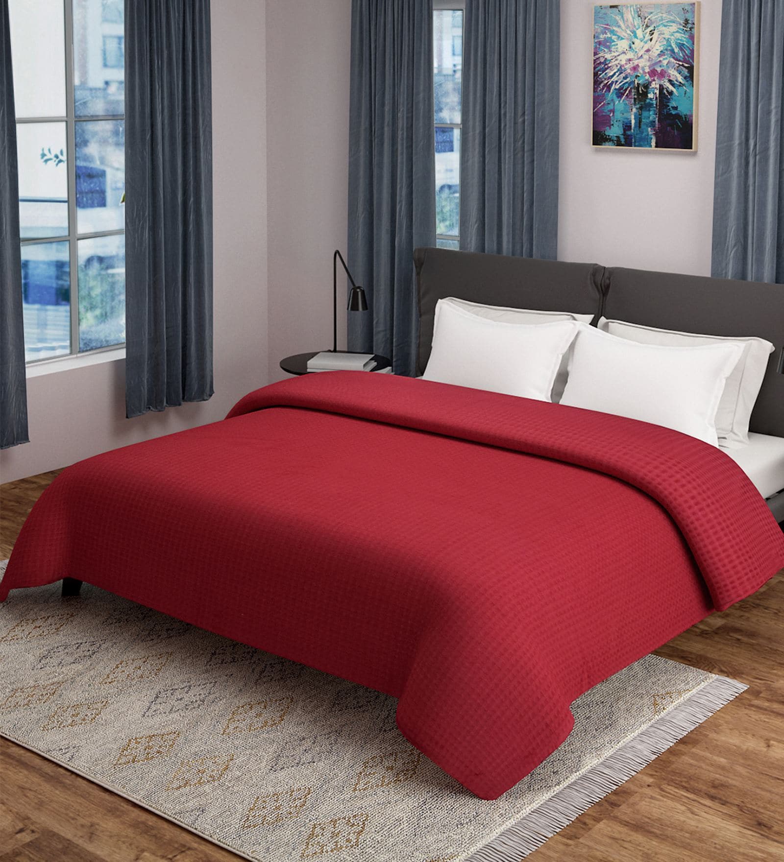Maroon Solid 500 TC 100% Cotton Double Bed Cover