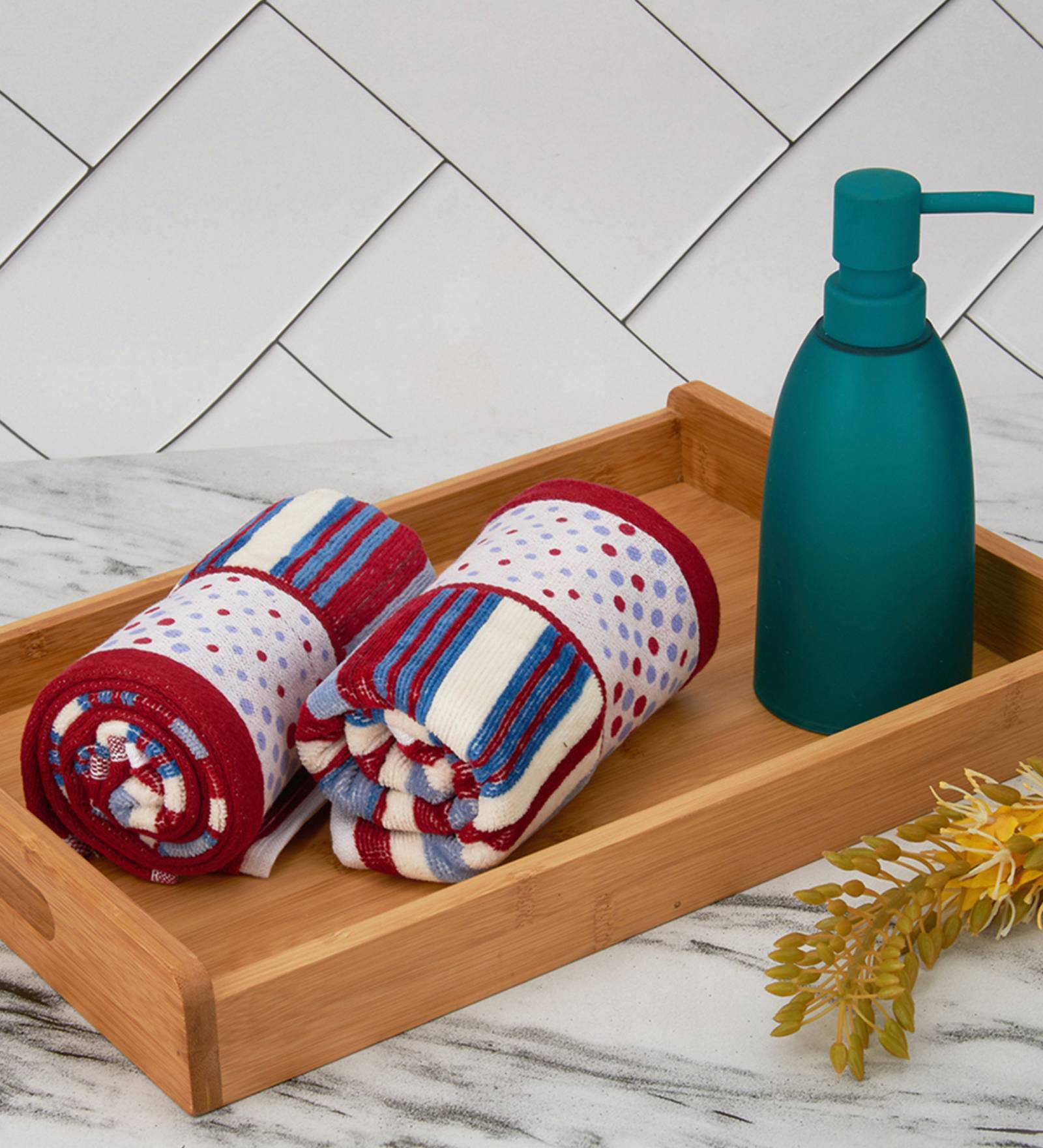 Maroon 100% Cotton Patterned 650 GSM Hand Towel