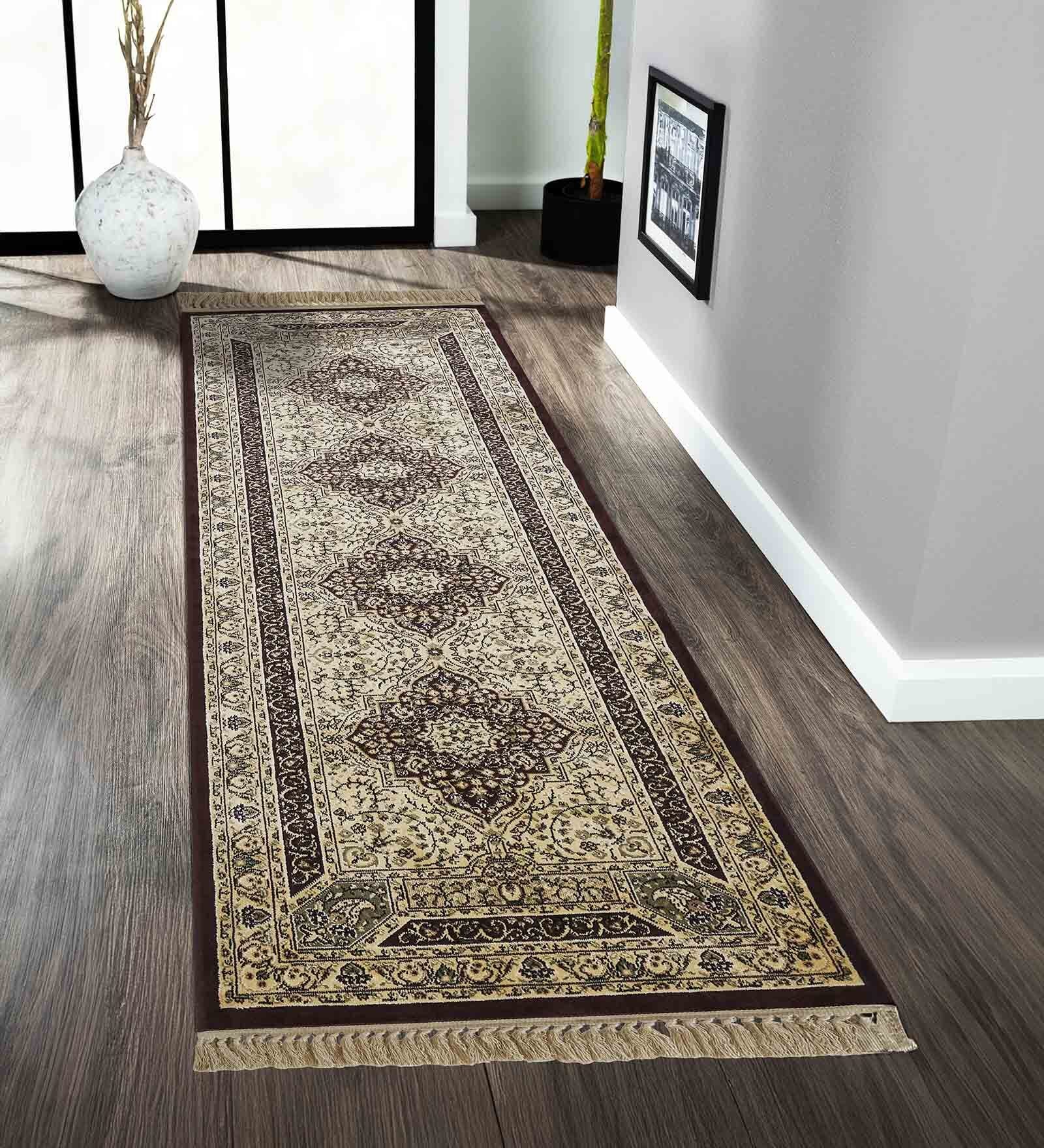 Maroon and Beige Persian 2x3 Feet Machine Made Runner