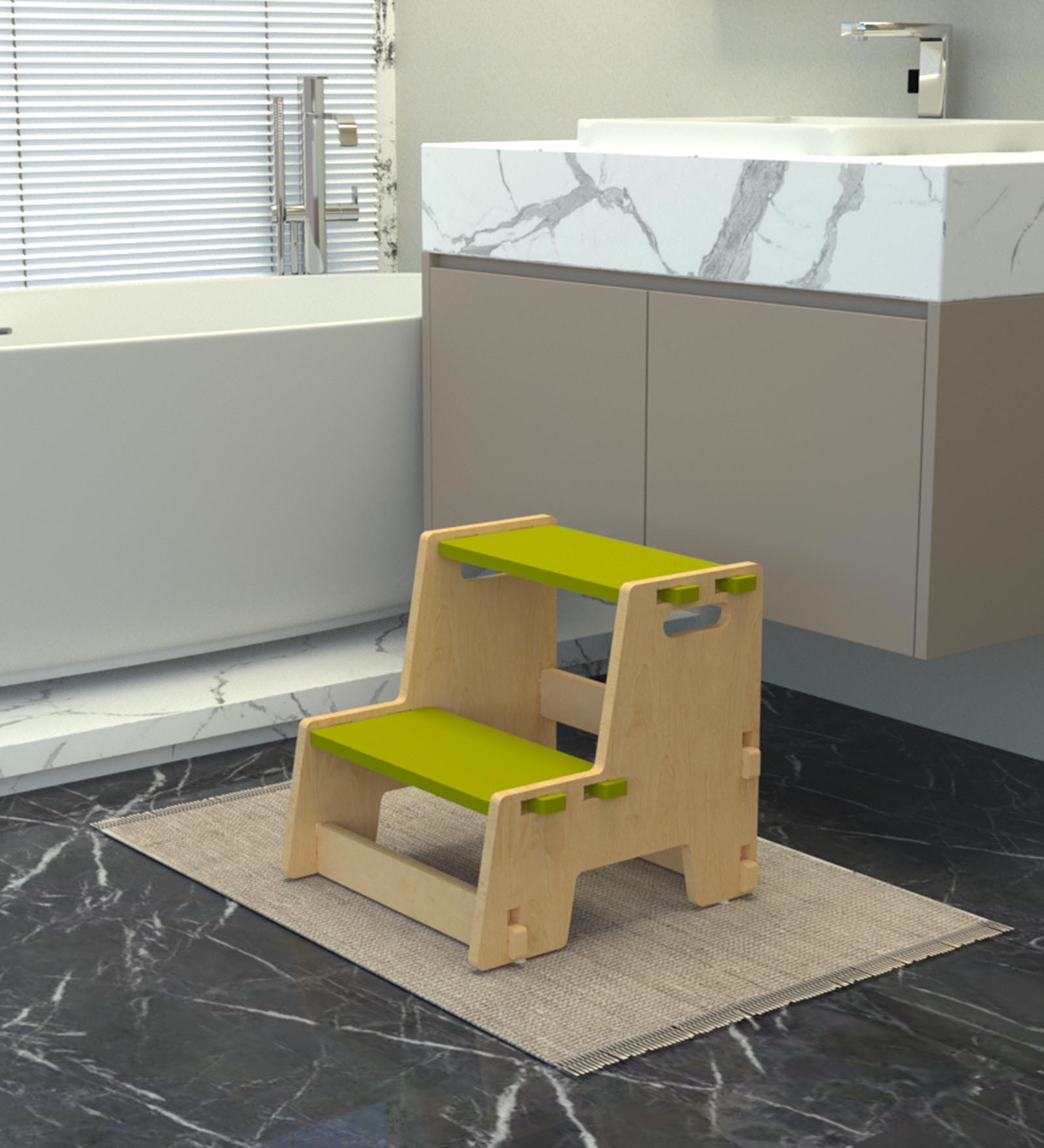 Maroon Apricot Kids Stool in Green Colour