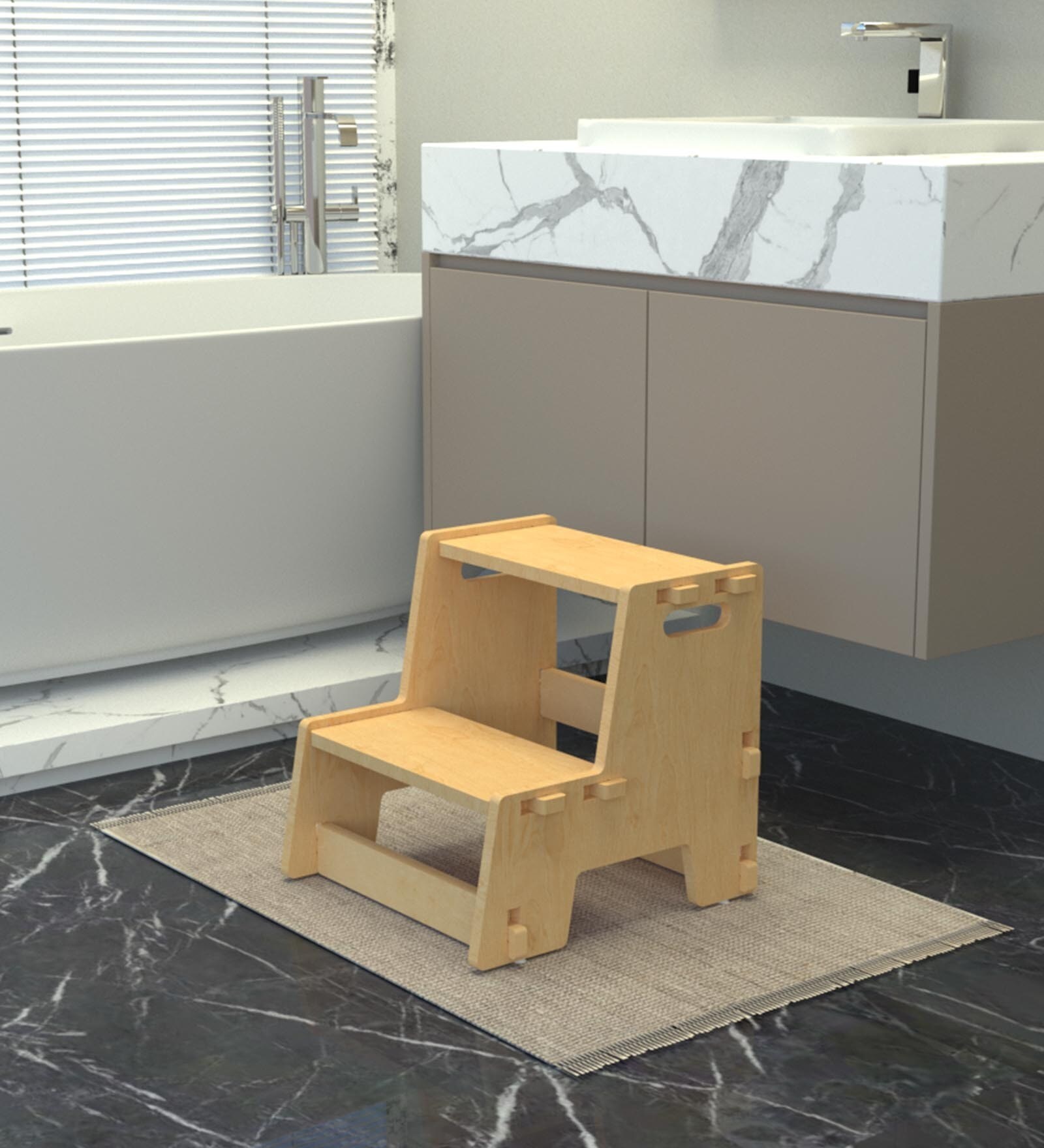 Maroon Apricot Kids Stool in Natural Colour