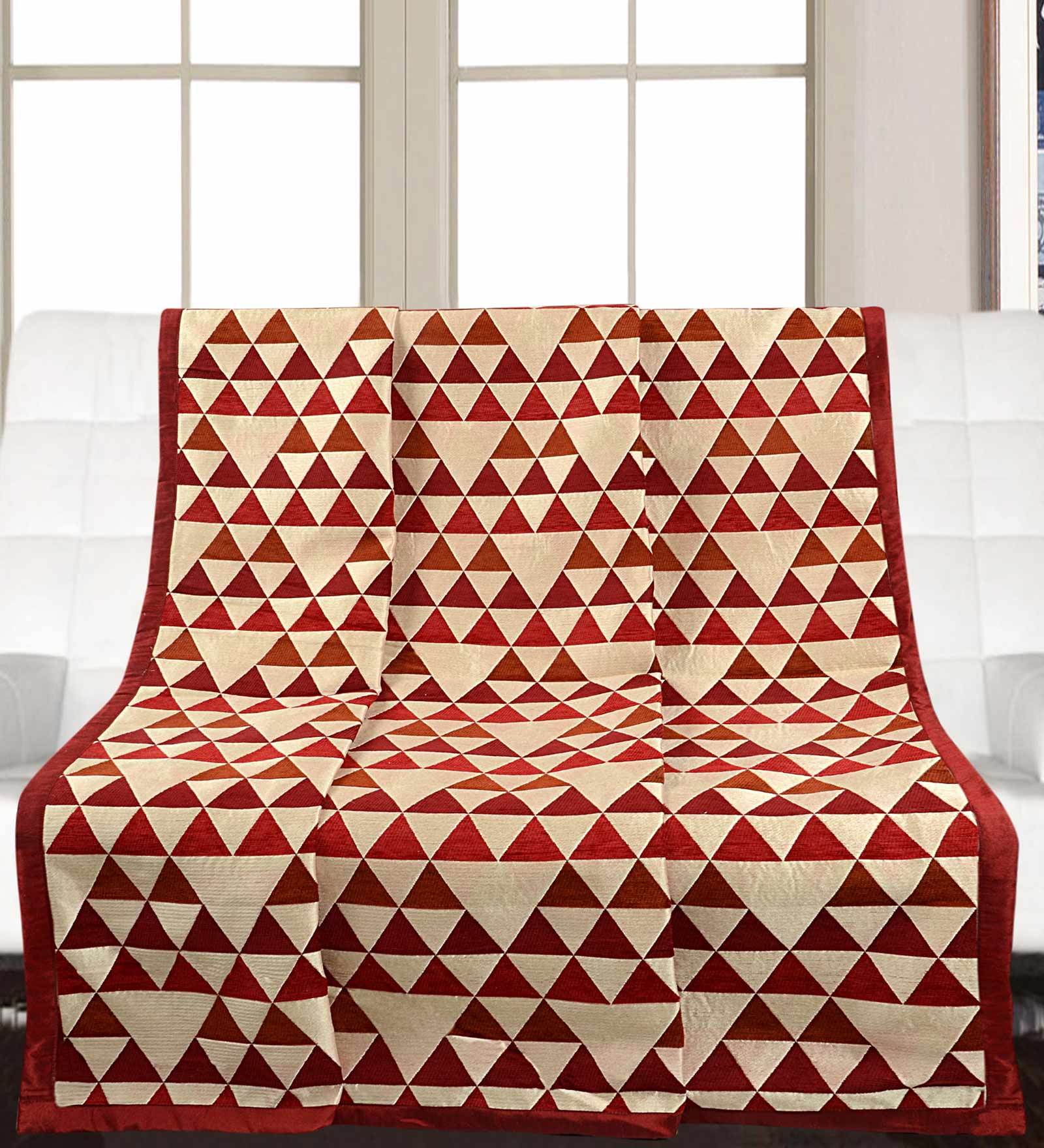 Red Chenille Printed 56X50 Inch Decorative Throw