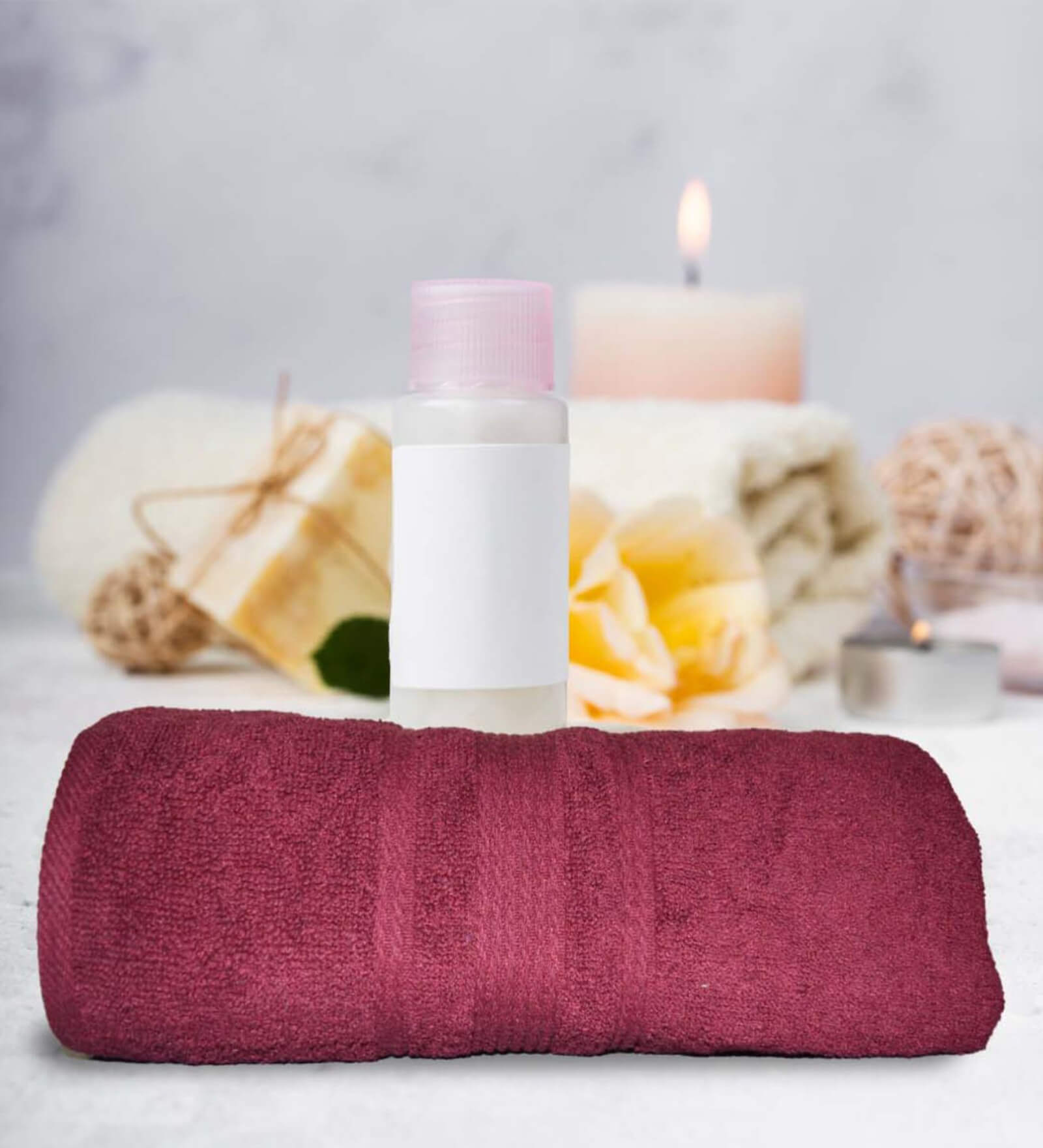Maroon Cotton Solid 500 GSM Bath Towels (1pc)