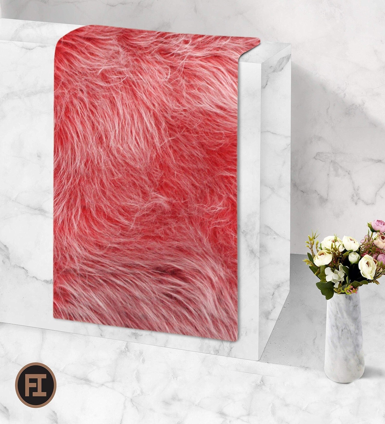 Maroon Faux Fur 18x30 Inches Washable Bath Mat