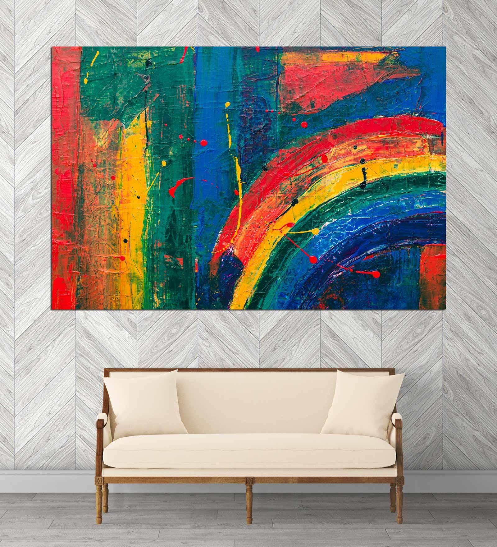 Abstract In Multicolour Canvas Framed Art Print (33 x 21 Inches)