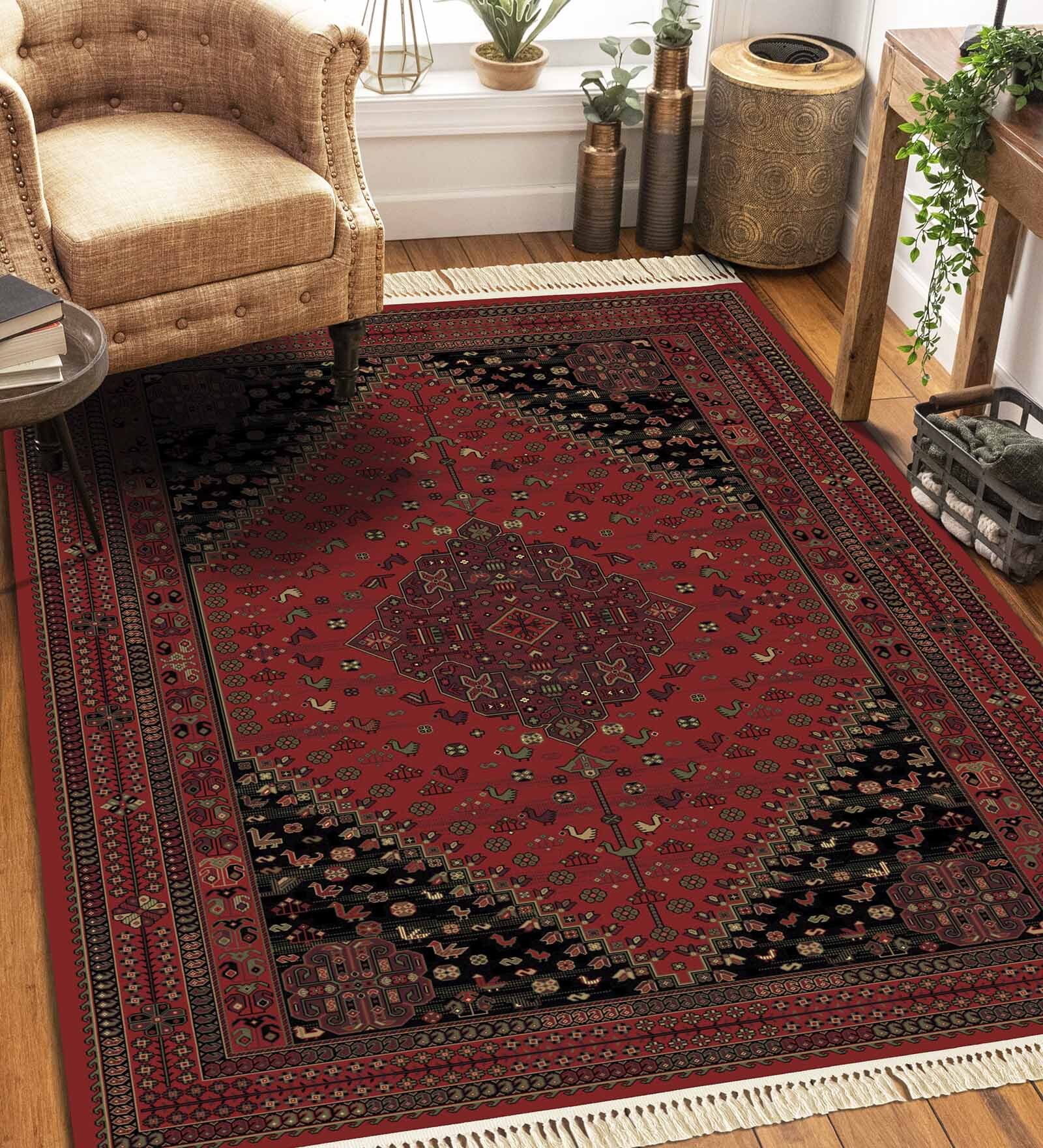 Maroon Persian 3x5 Feet Machine Made Carpet