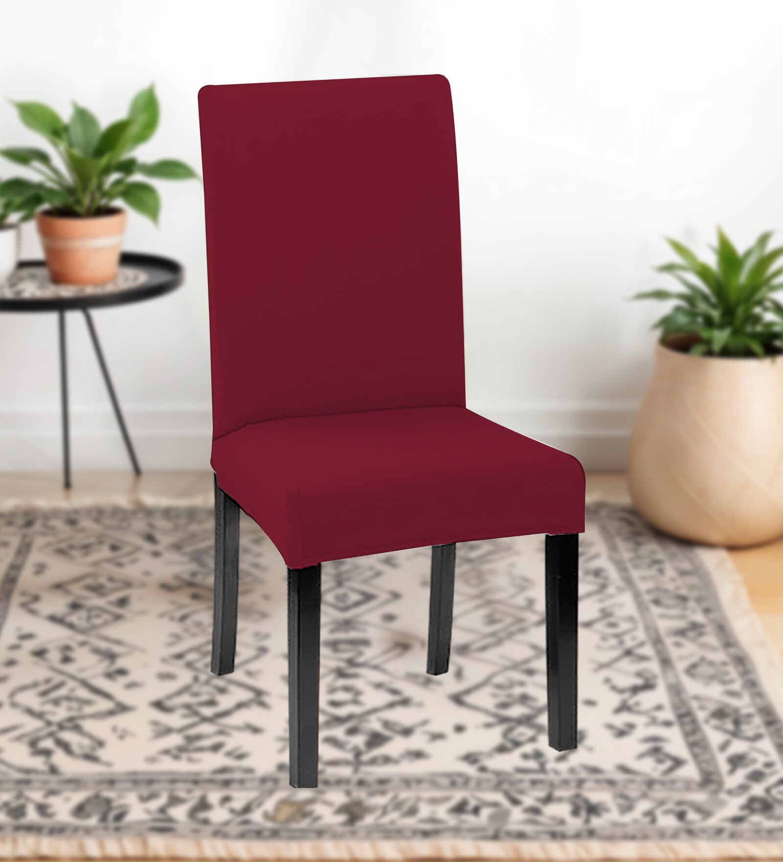 Maroon Polycotton Solid 14x18 Inches Chair Covers  (1 piece)