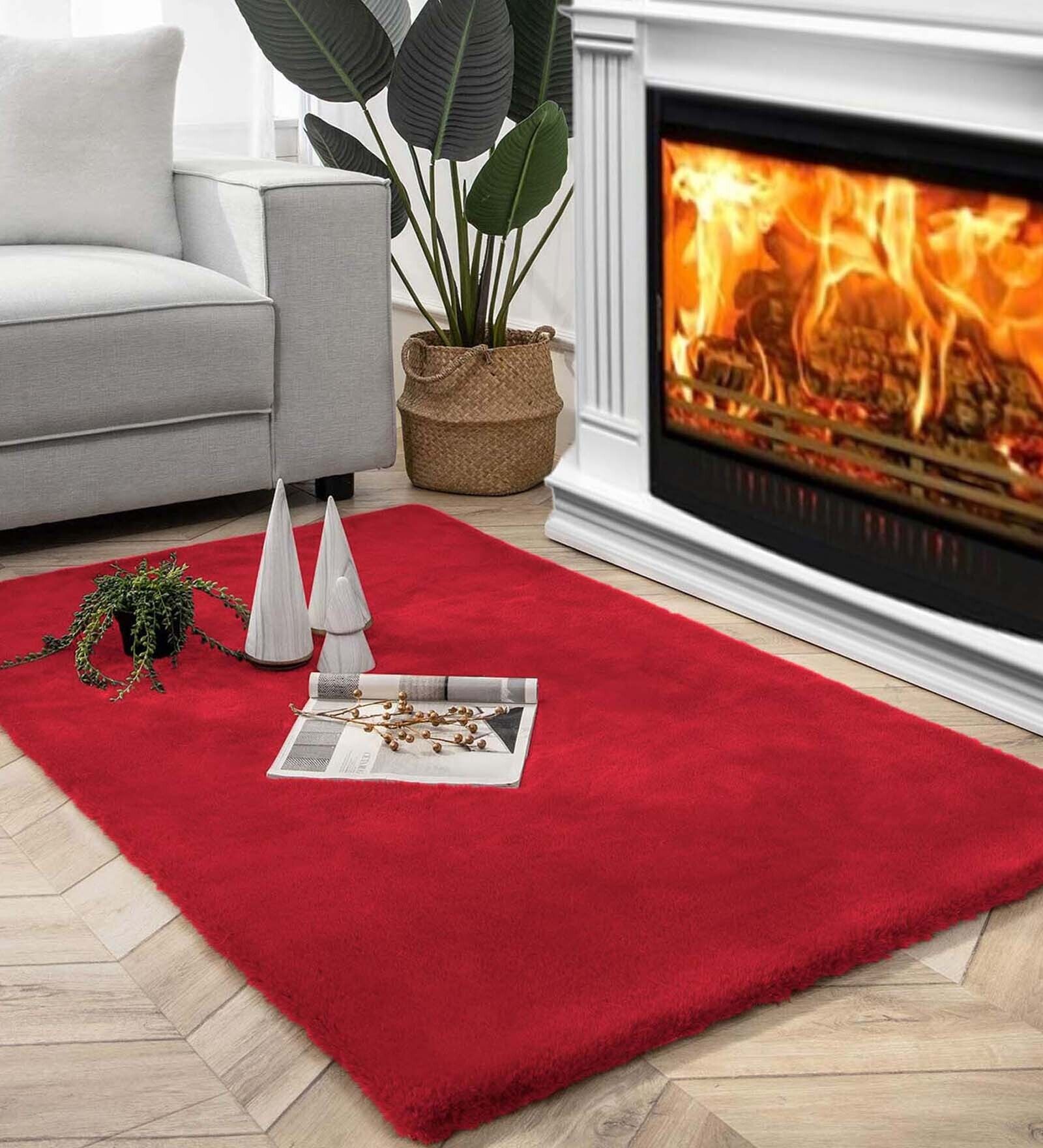 Maroon Solid Polyester 3 ft x 5 ft Machine Made Carpet