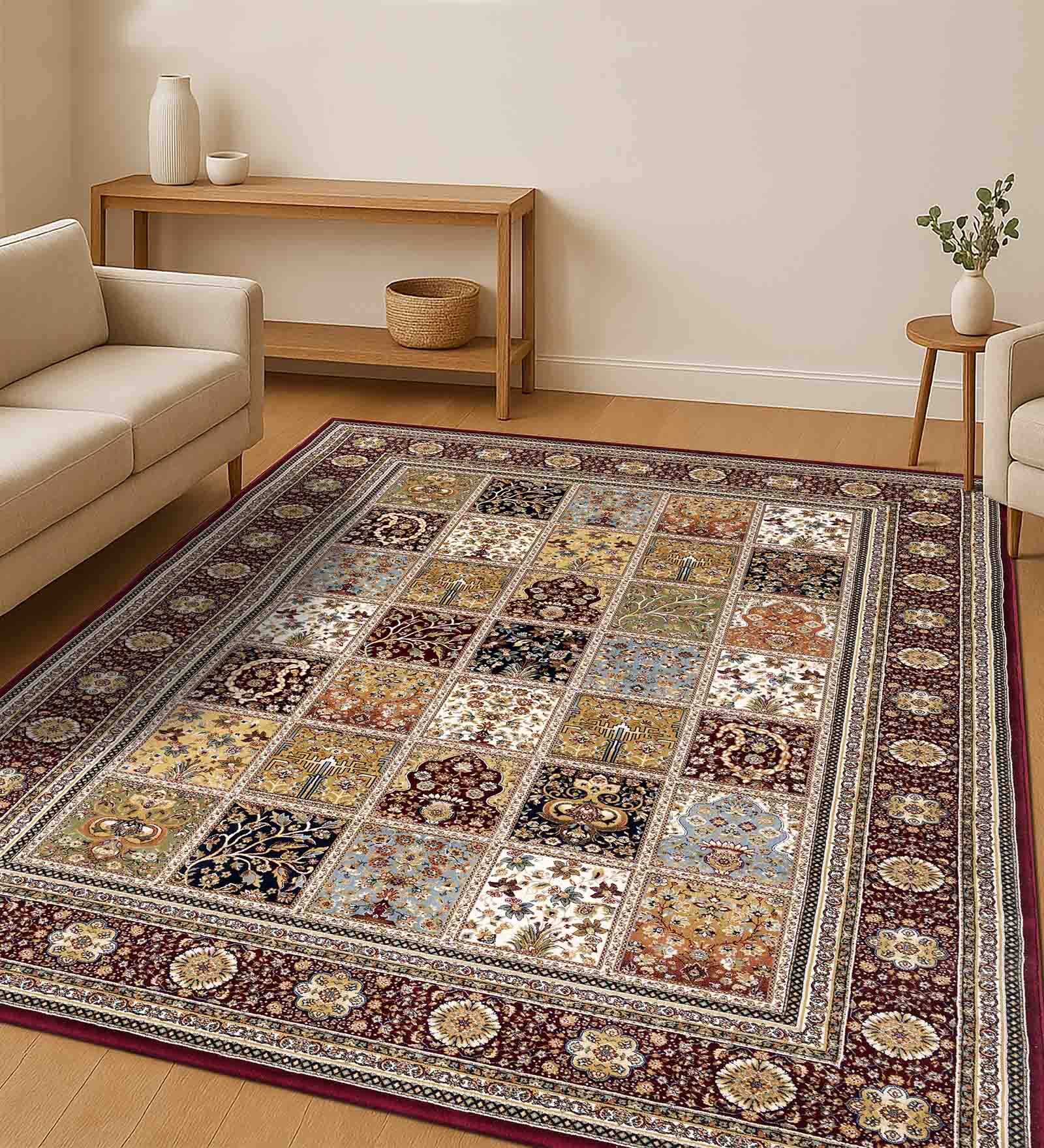 Maroon Polypropylene Antistatic 120X170Cm Carpet With Cotton Backing